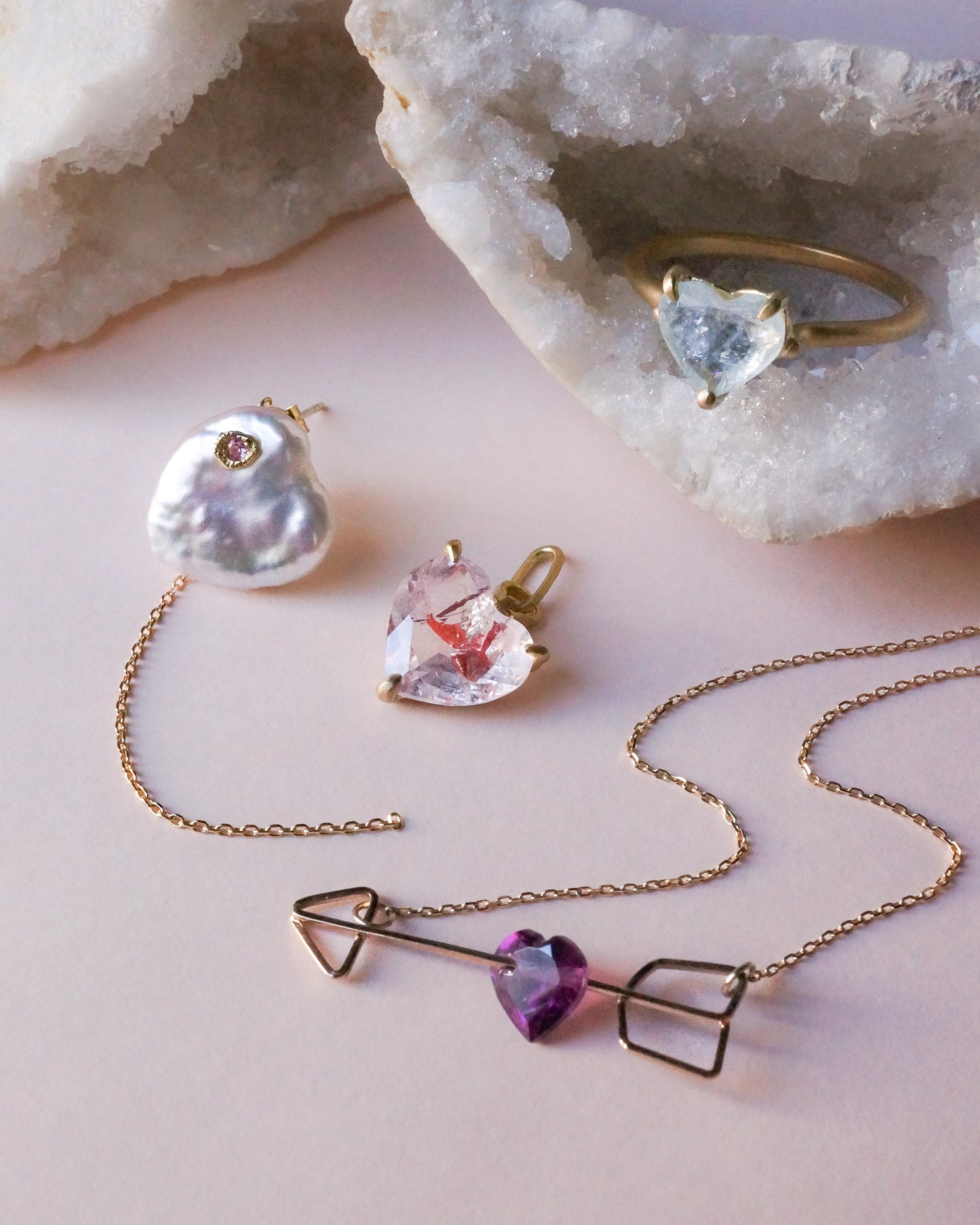 Flat Pierced Earring - Keshi Pearl -