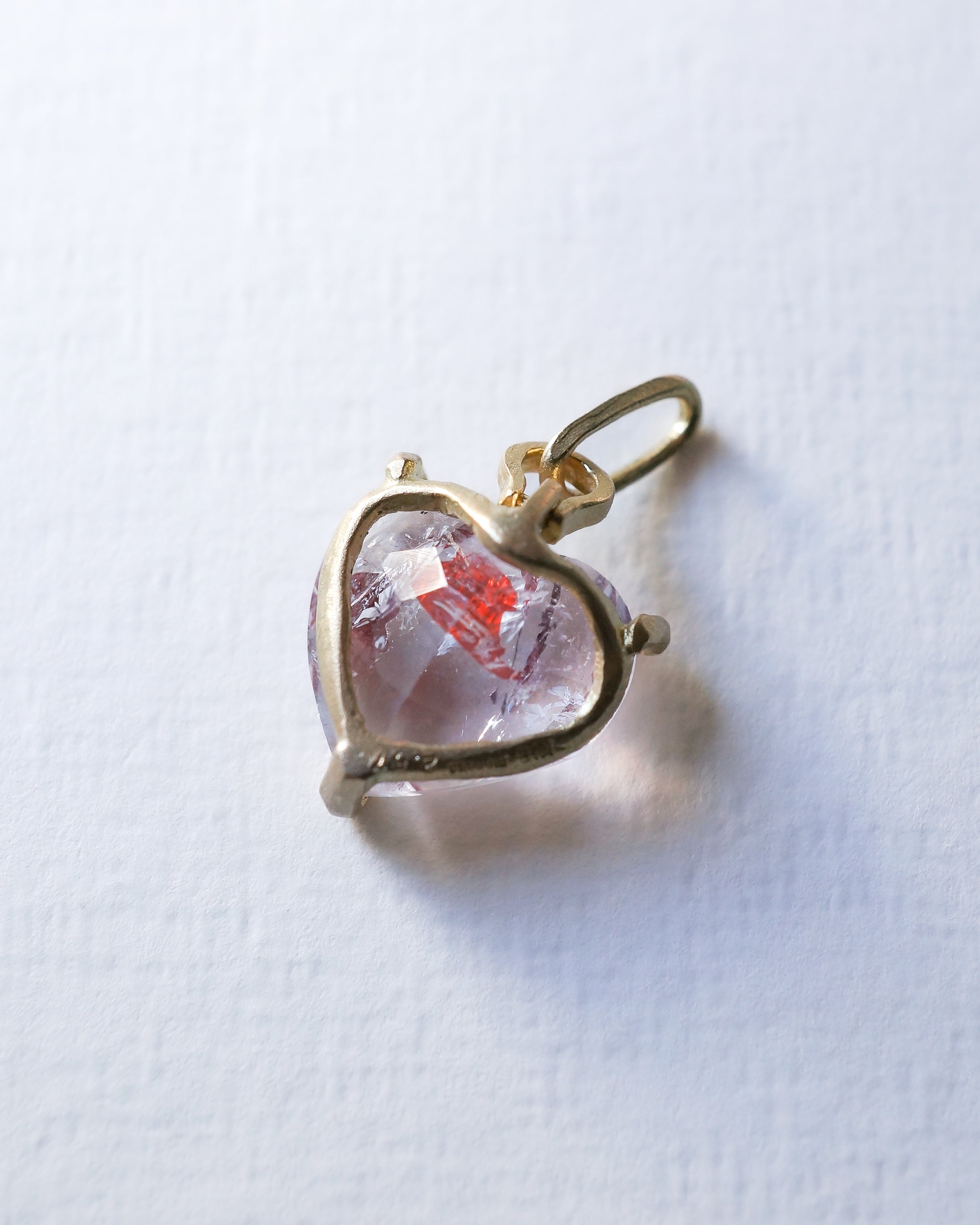 HorseShoe prong Necklace - Strawberry Quartz -