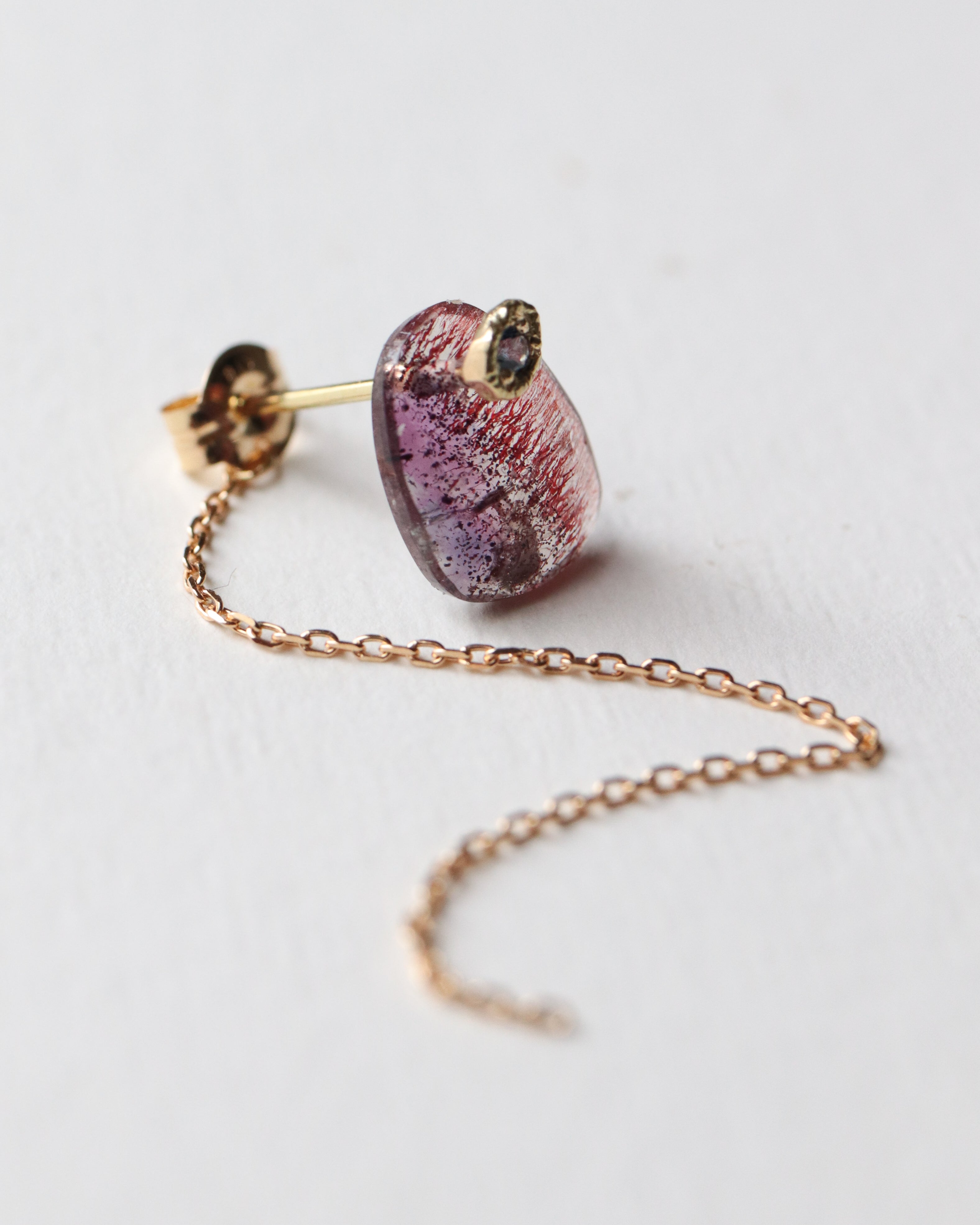 Flat Pierced Earring - Super Seven -