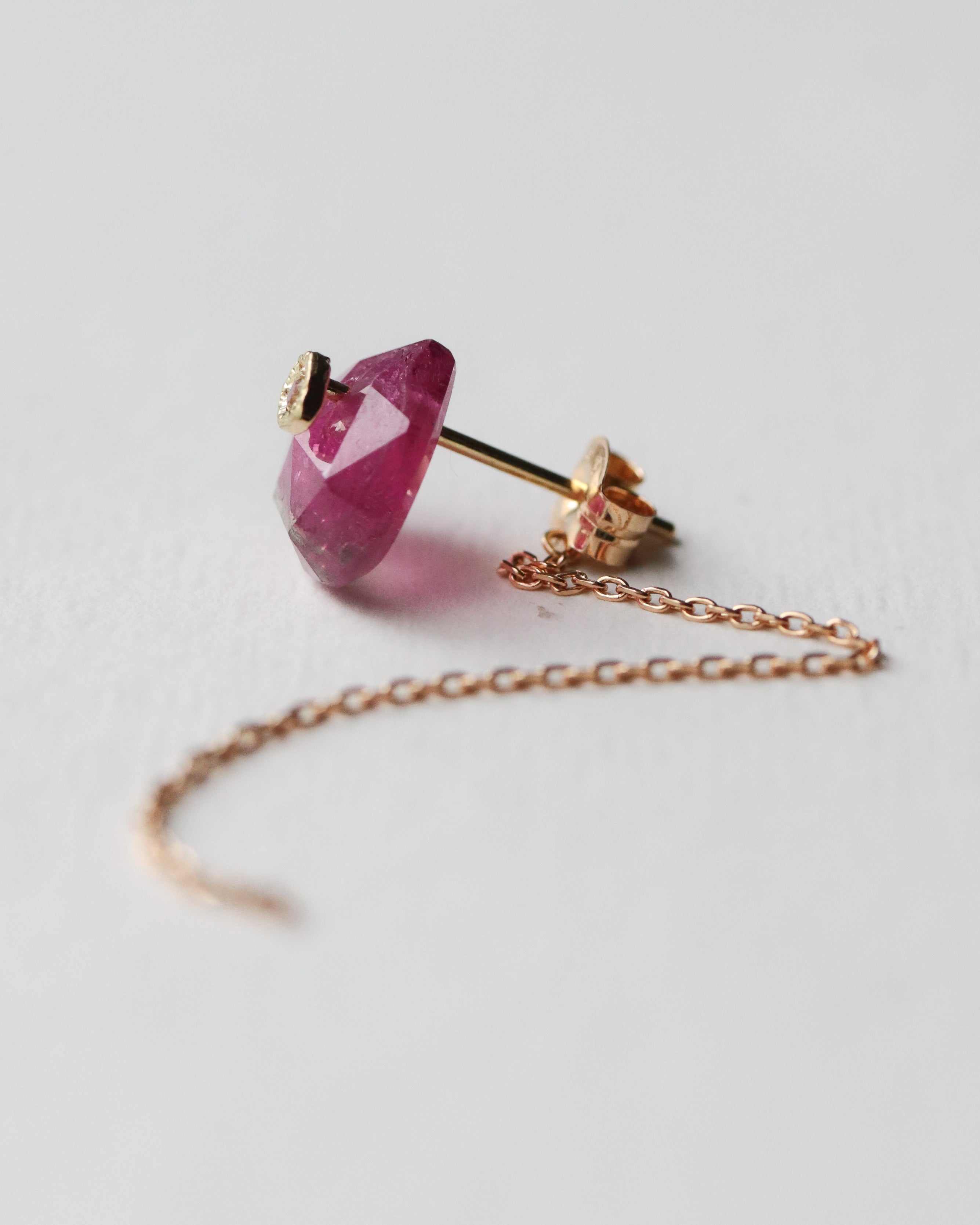 Flat Pierced Earring - Bicolor Tourmaline -
