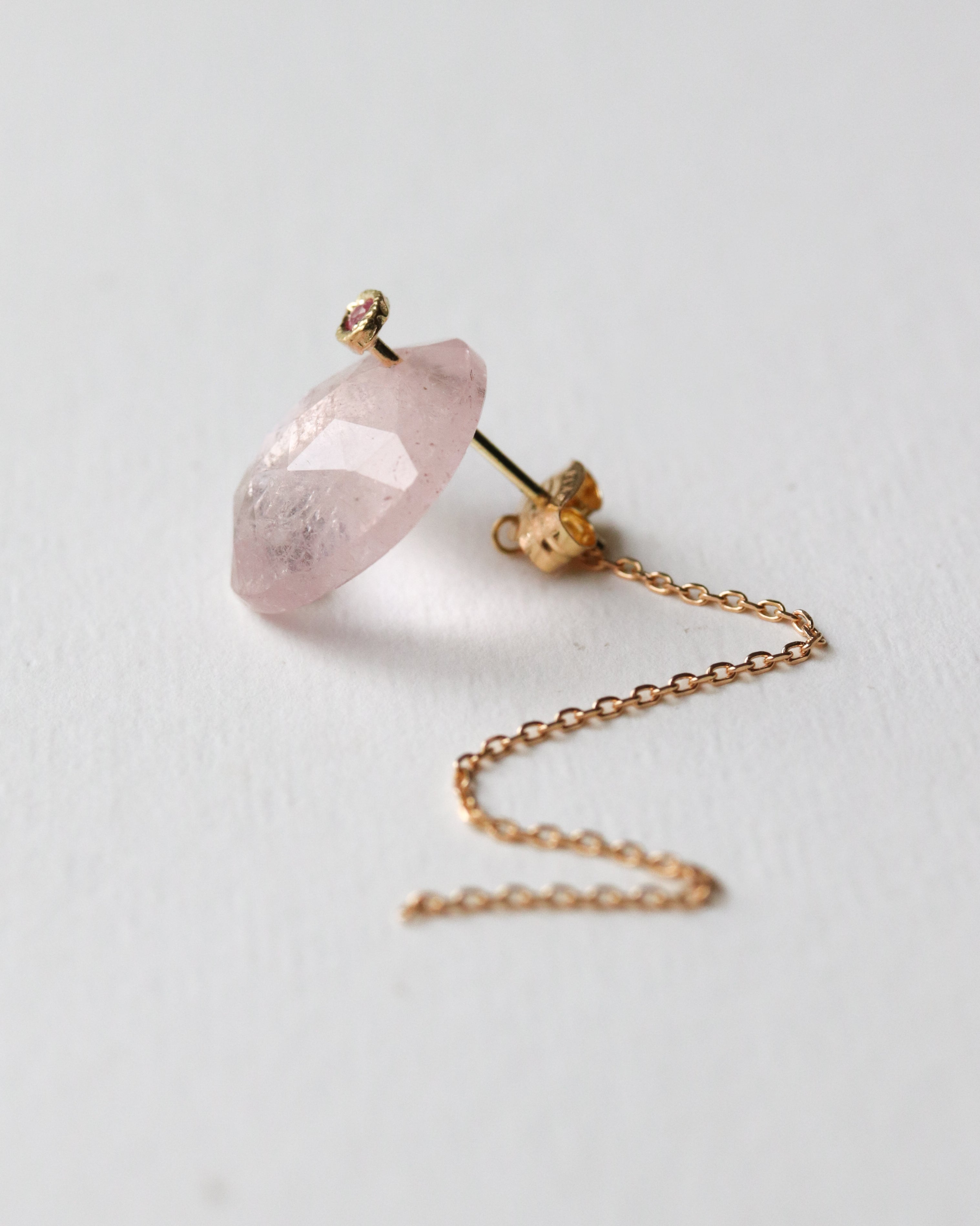 Flat Pierced Earring - Morganite -