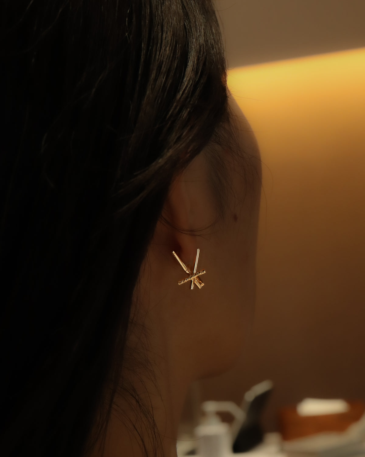 Asterism Pierced Earring - K18YG / Diamond -