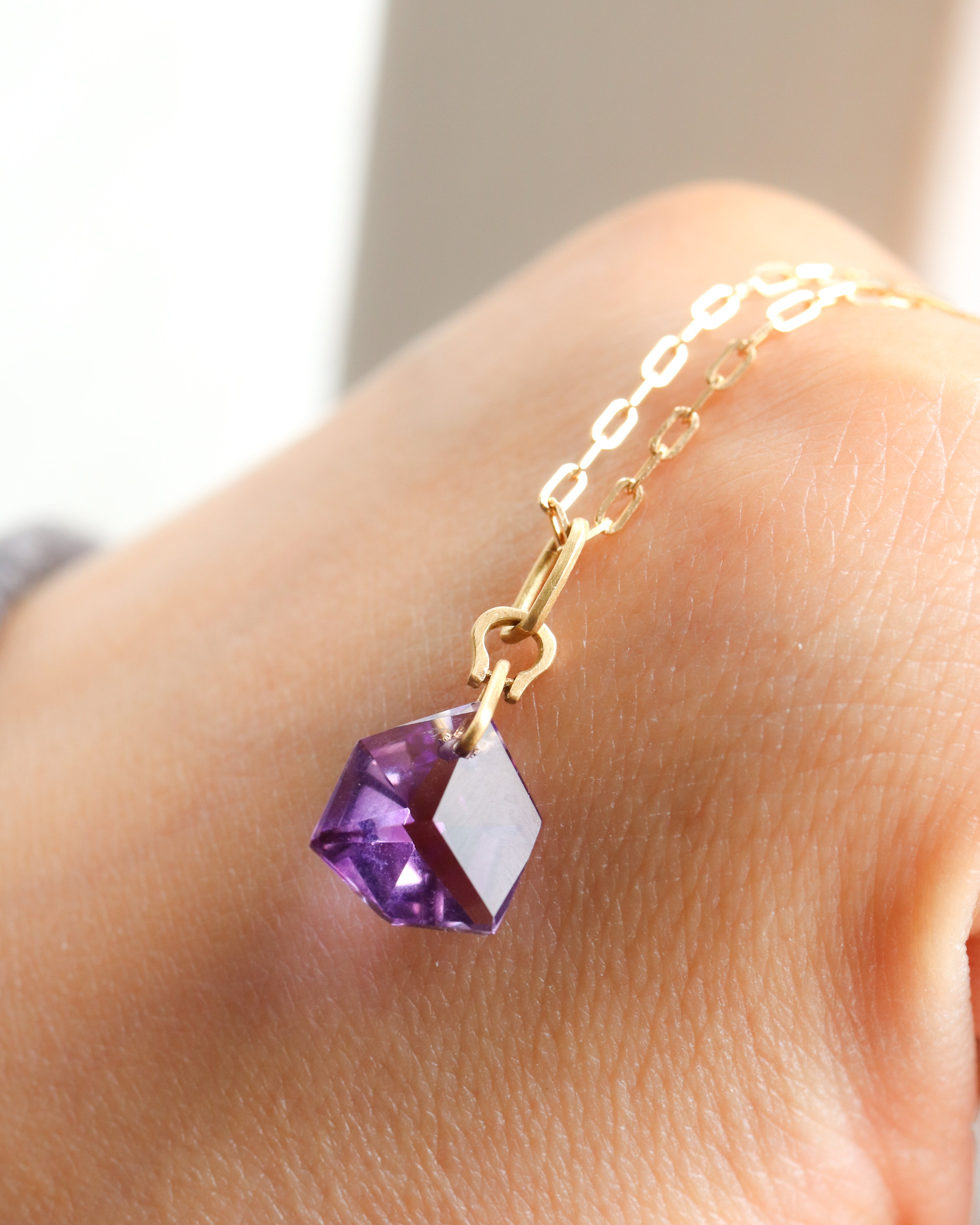 Horse Shoe Ring Necklace - Amethyst -