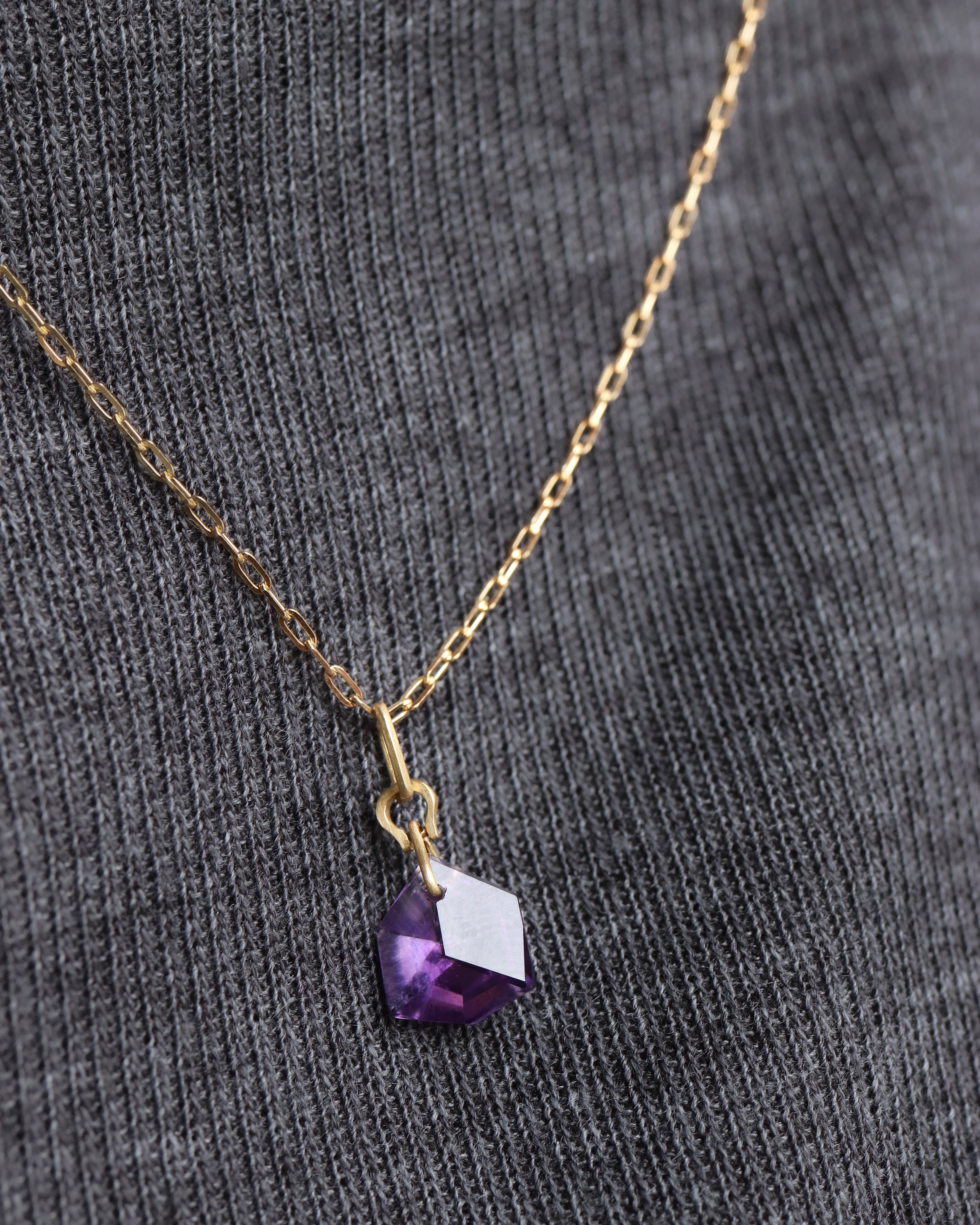 Horse Shoe Ring Necklace - Amethyst -