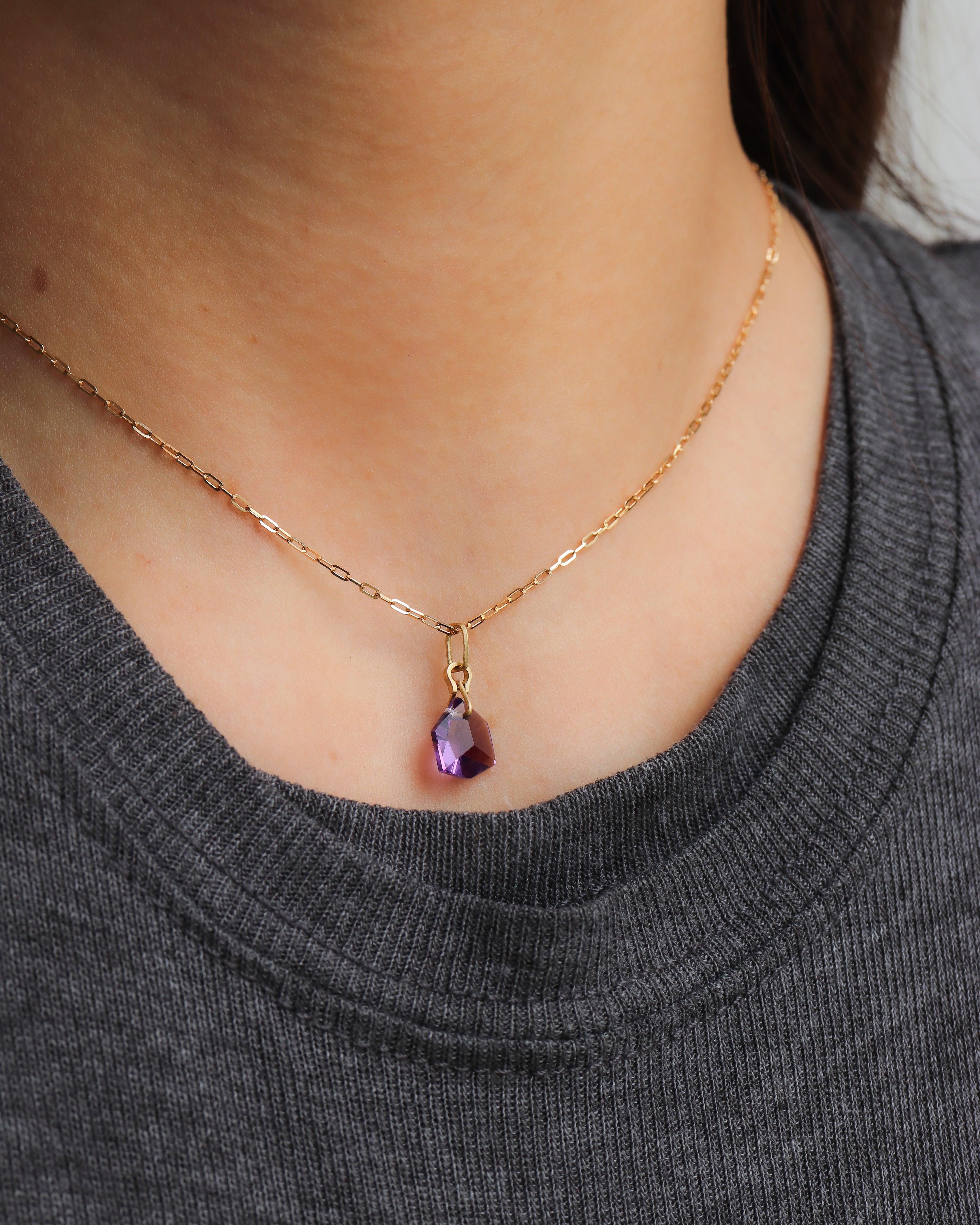 Horse Shoe Ring Necklace - Amethyst -