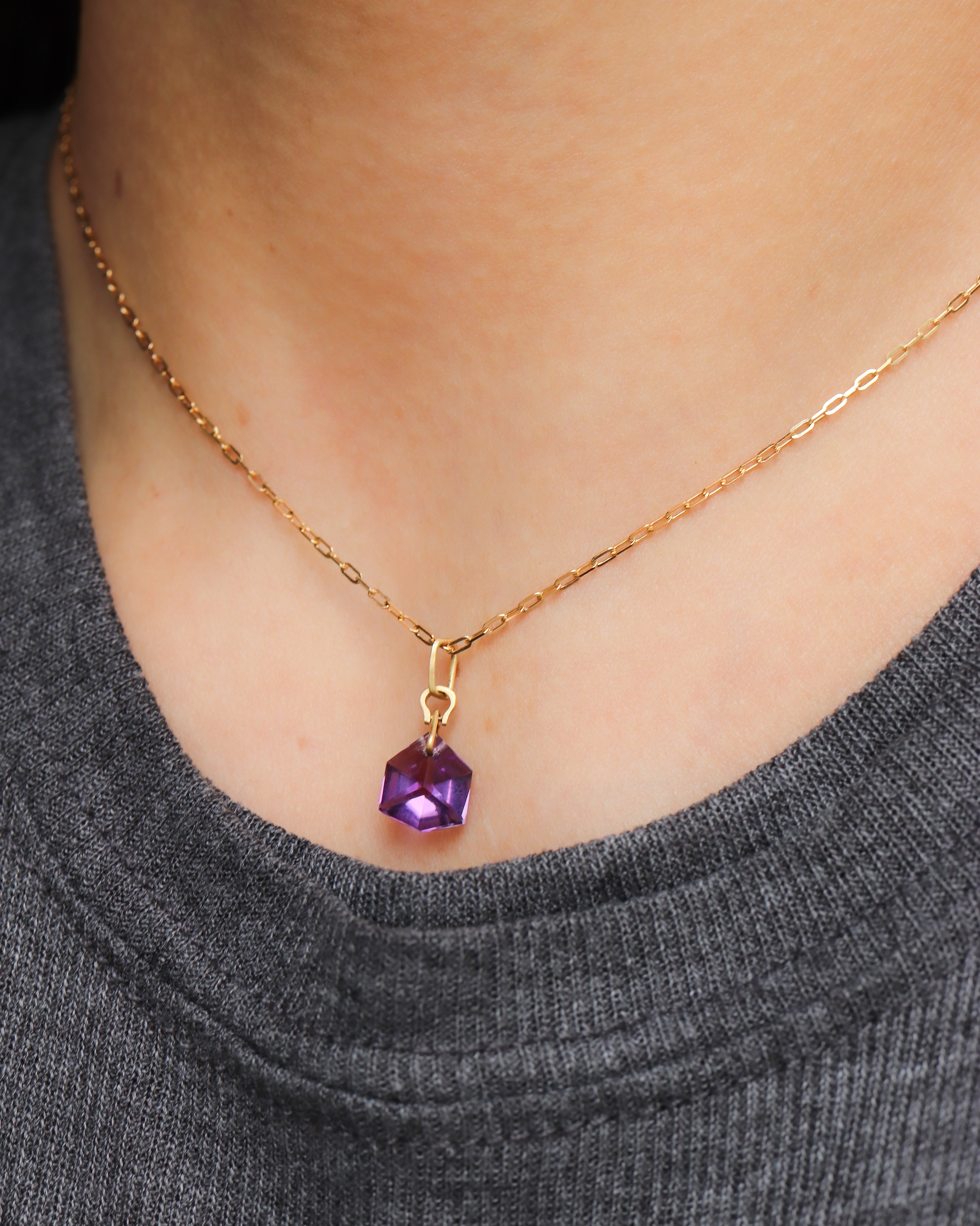 Horse Shoe Ring Necklace - Amethyst -