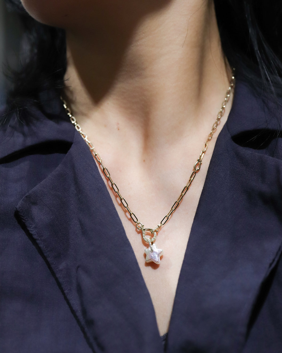 Hibiki Stone Necklace - Pearl / Diamond -