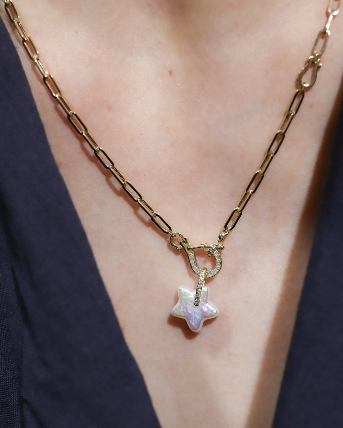 Hibiki Stone Necklace - Pearl / Diamond -