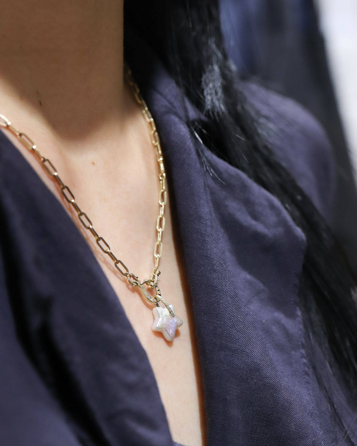 Hibiki Stone Necklace - Pearl / Diamond -