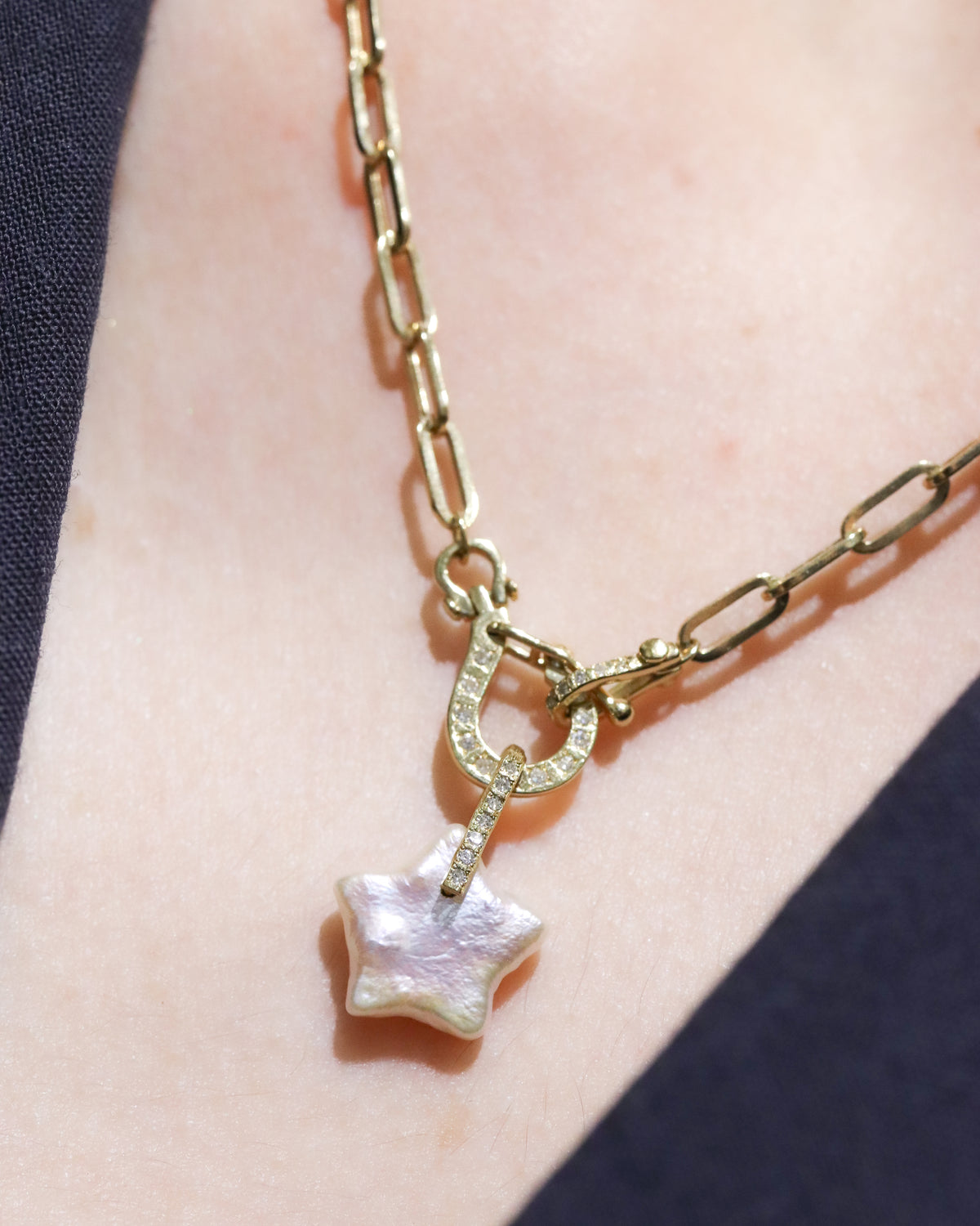 Hibiki Stone Necklace - Pearl / Diamond -