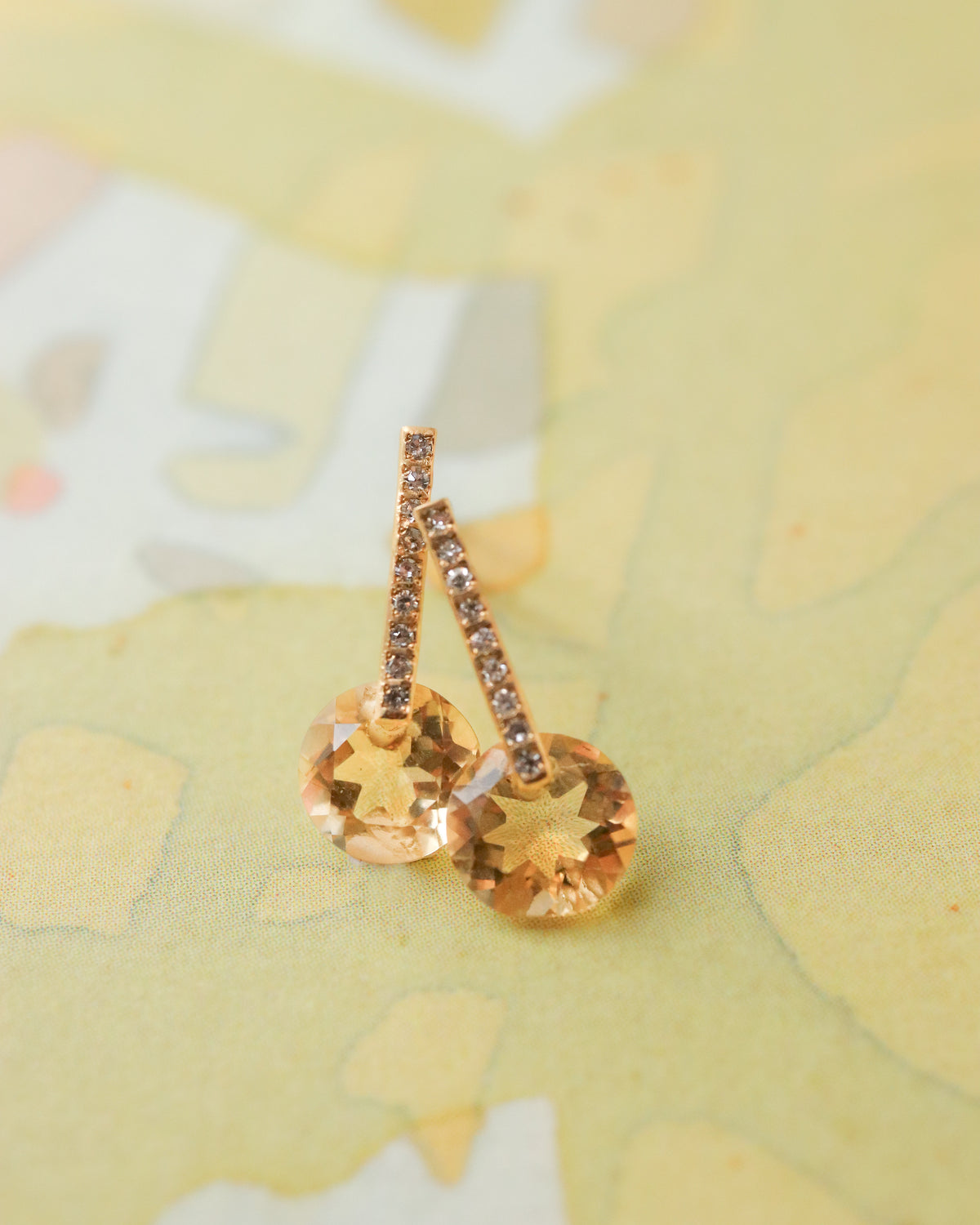 Hibiki Stone Pierced Earring - Citrine -