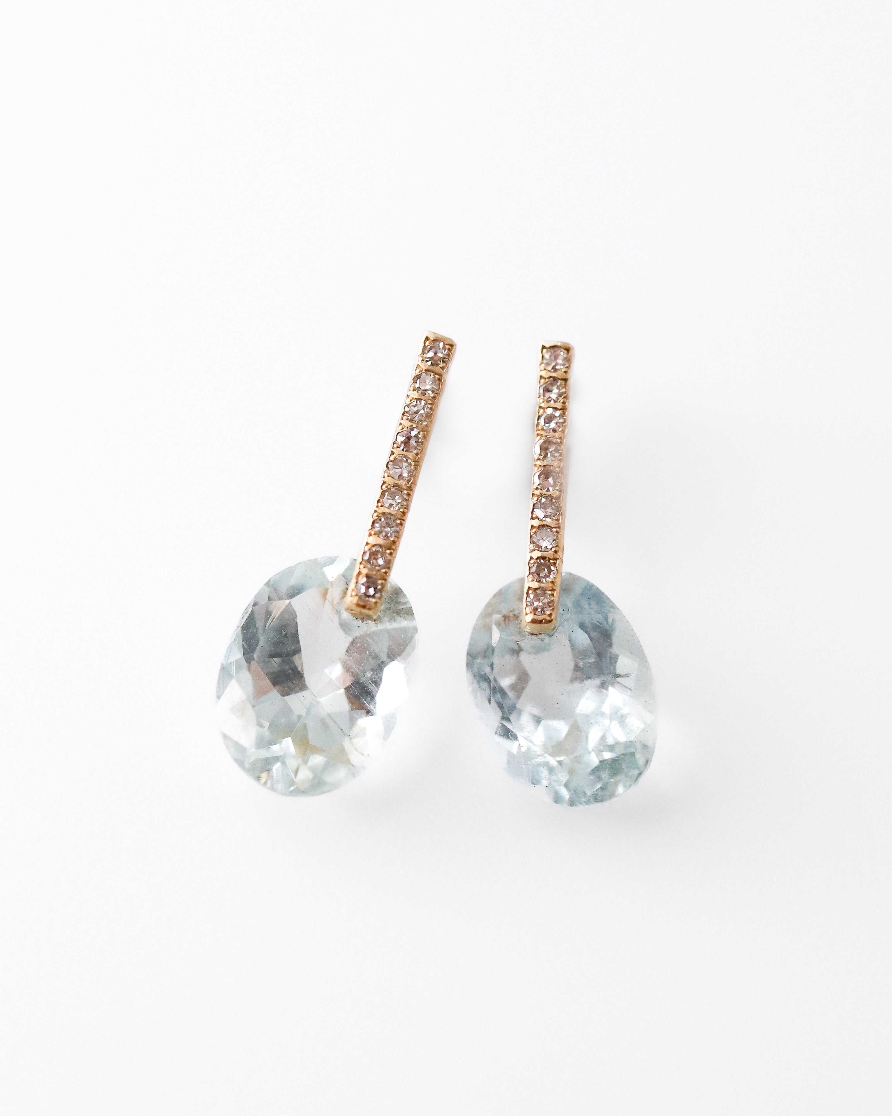 Hibiki Stone Pierced Earring - Aquamarine / Diamond -