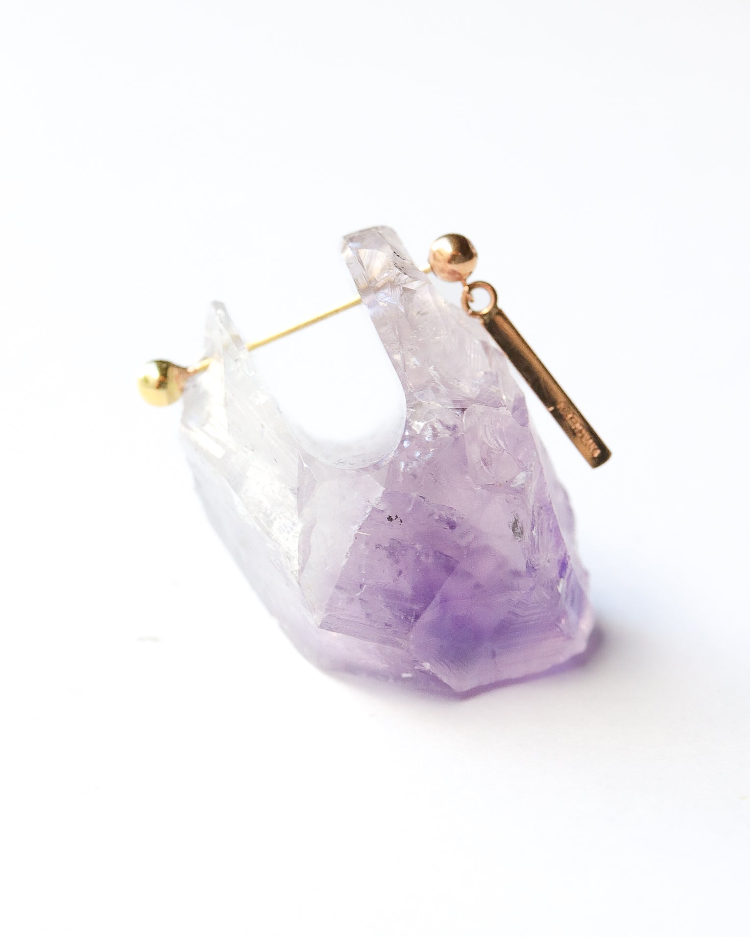Rock Pierced Earring - Amethyst -