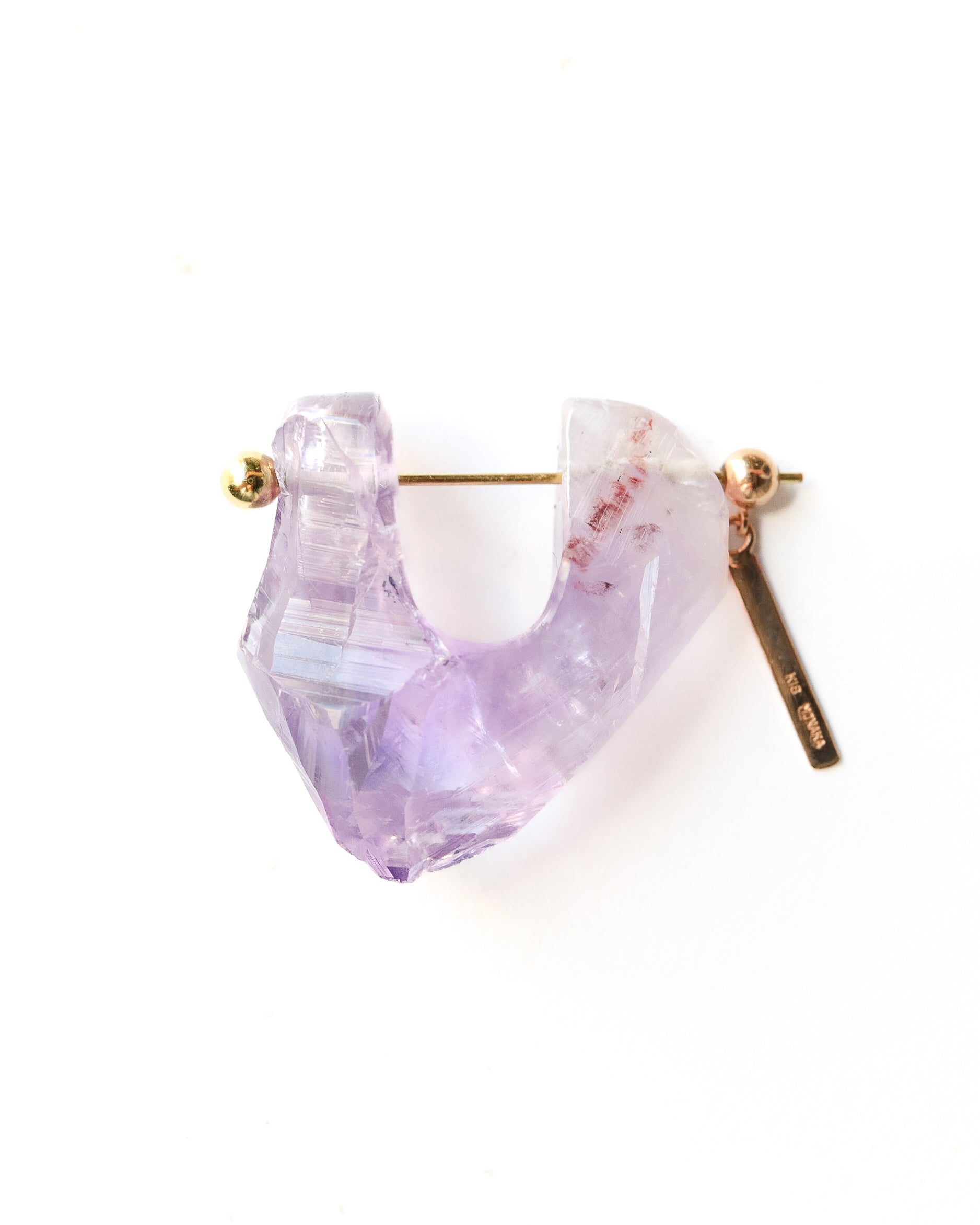 Rock Pierced Earring - Amethyst -