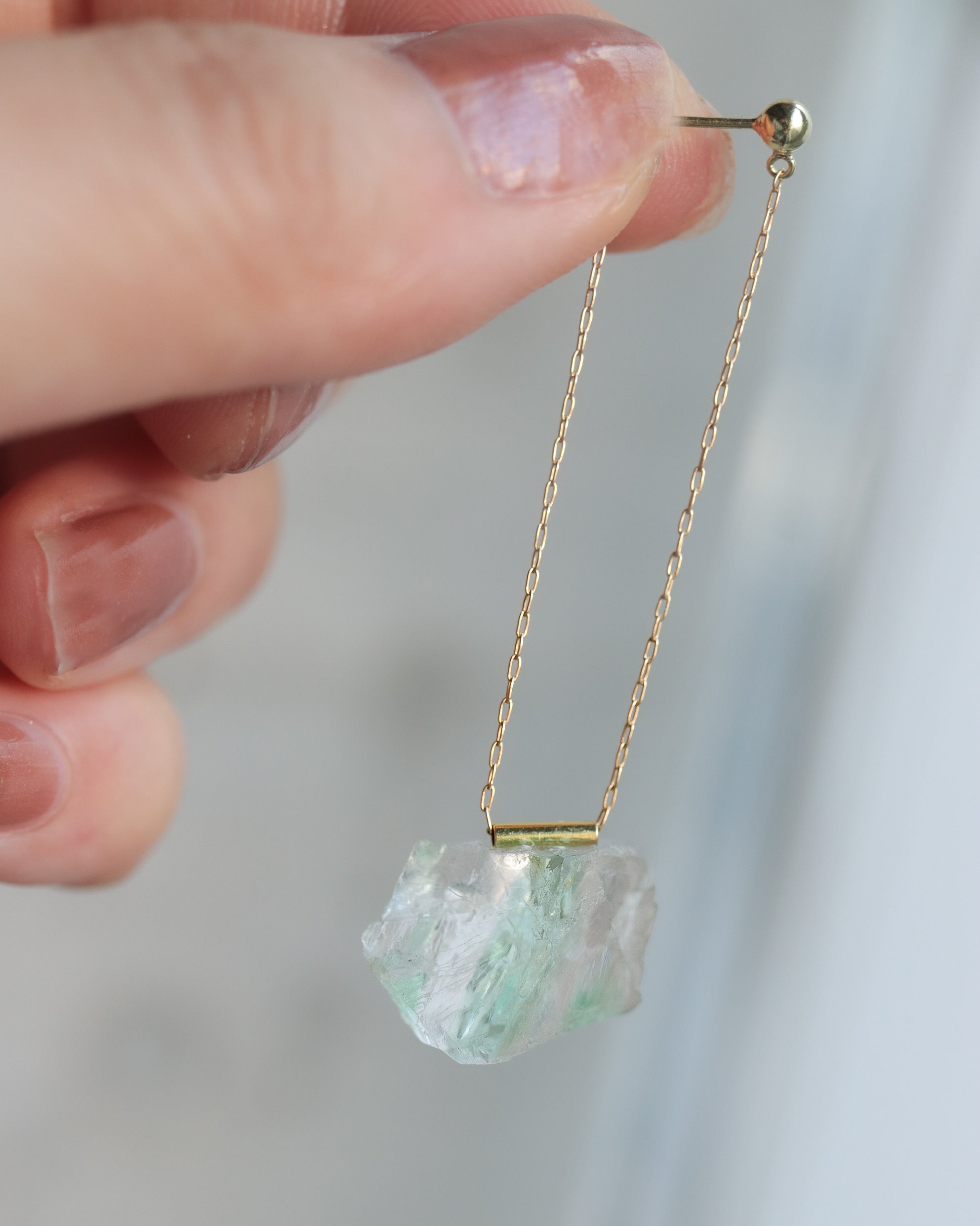 Pipe Pierced Earring - Fluorite -