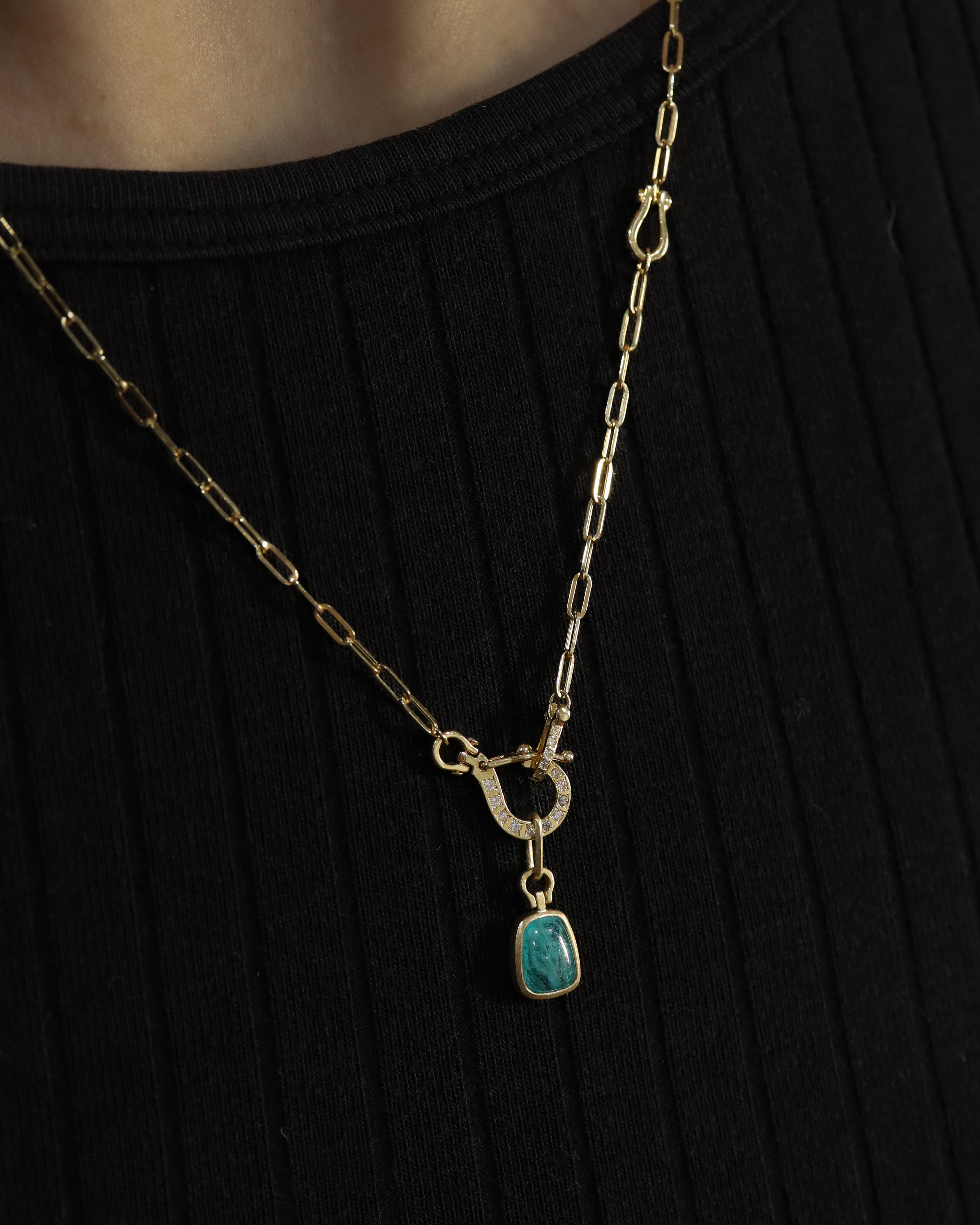 Horse Shoe Collet Necklace - Paraiba Tourmaline -