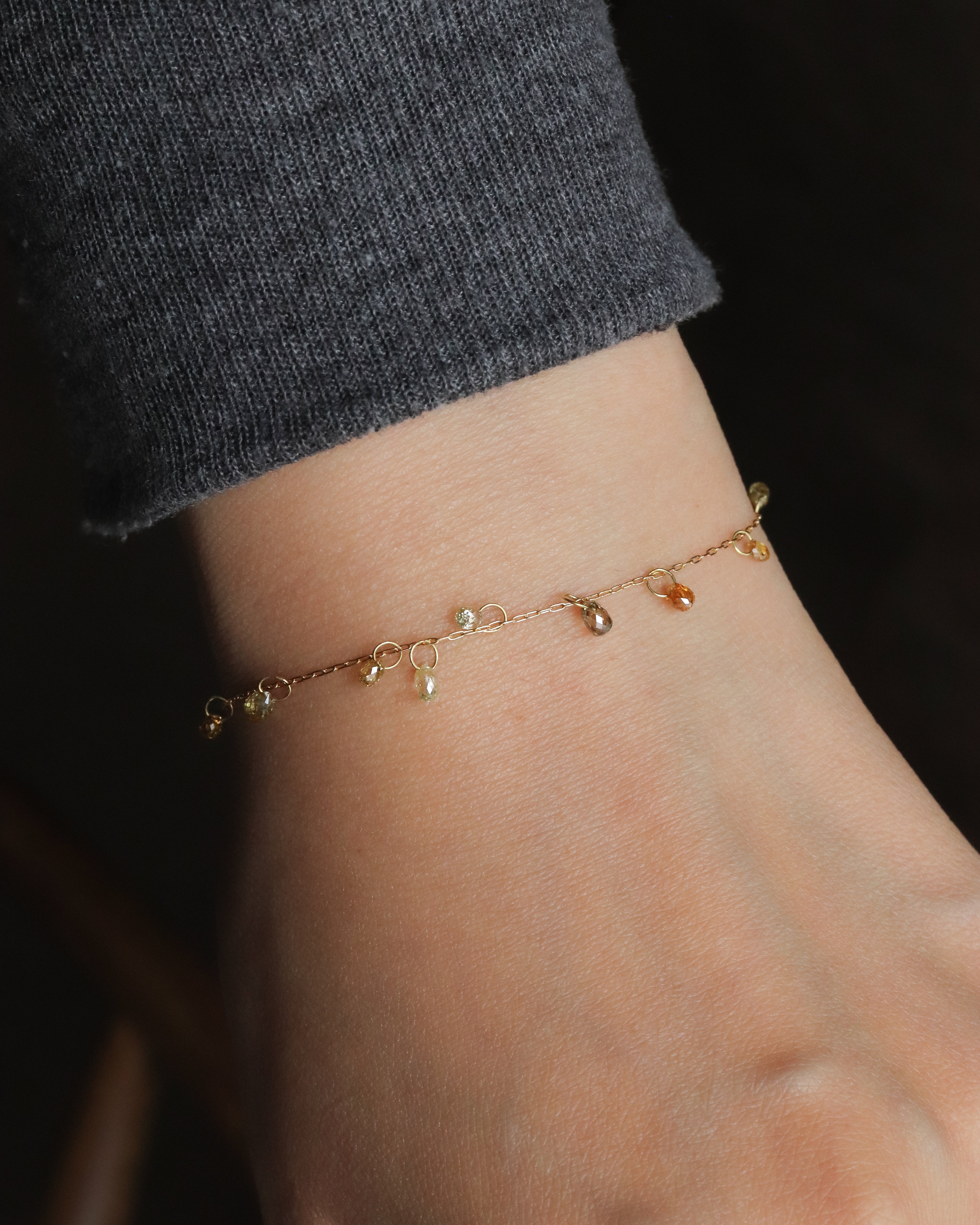 Briolette-Cut Diamond Station Bracelet