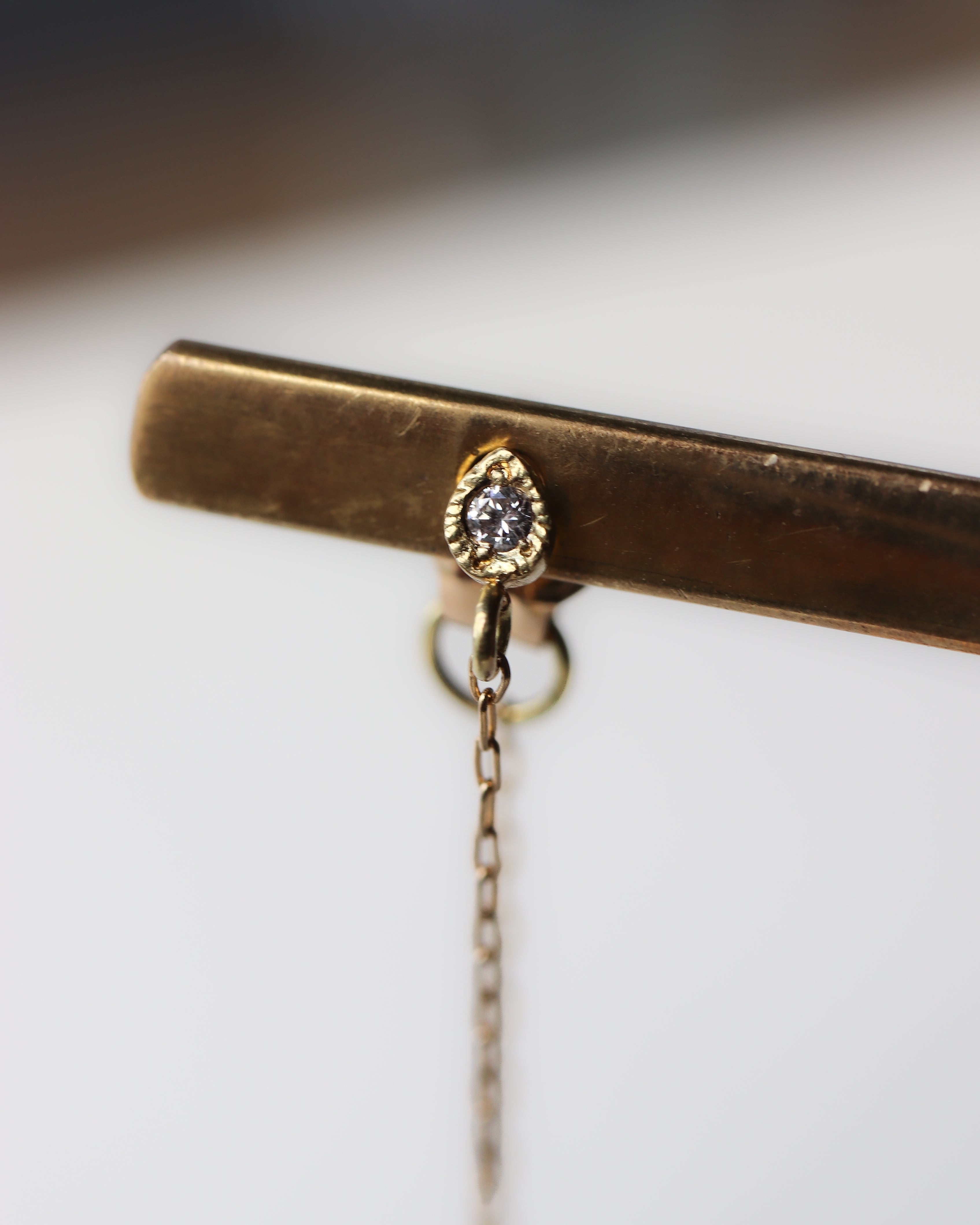 Briolette-Cut Diamond Station Pierced