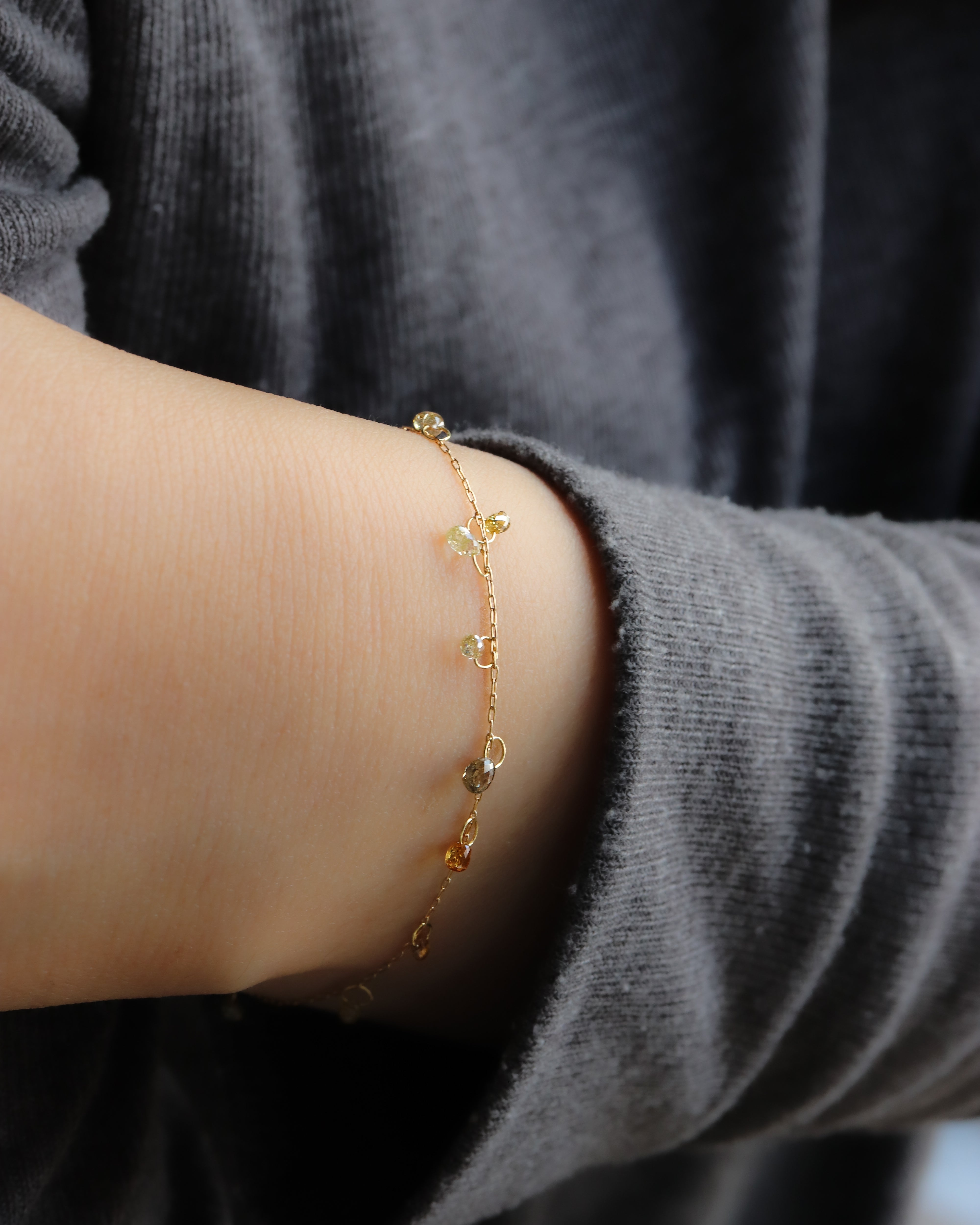 Briolette-Cut Diamond Station Bracelet