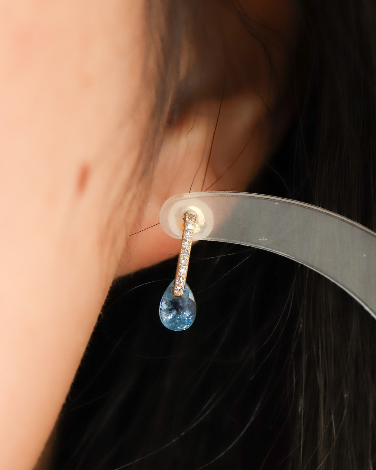Hibiki Stone Pierced Earring - Aquamarine -
