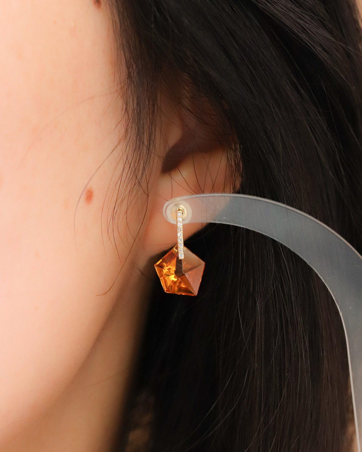 Hibiki Stone Pierced Earring - Citrine -