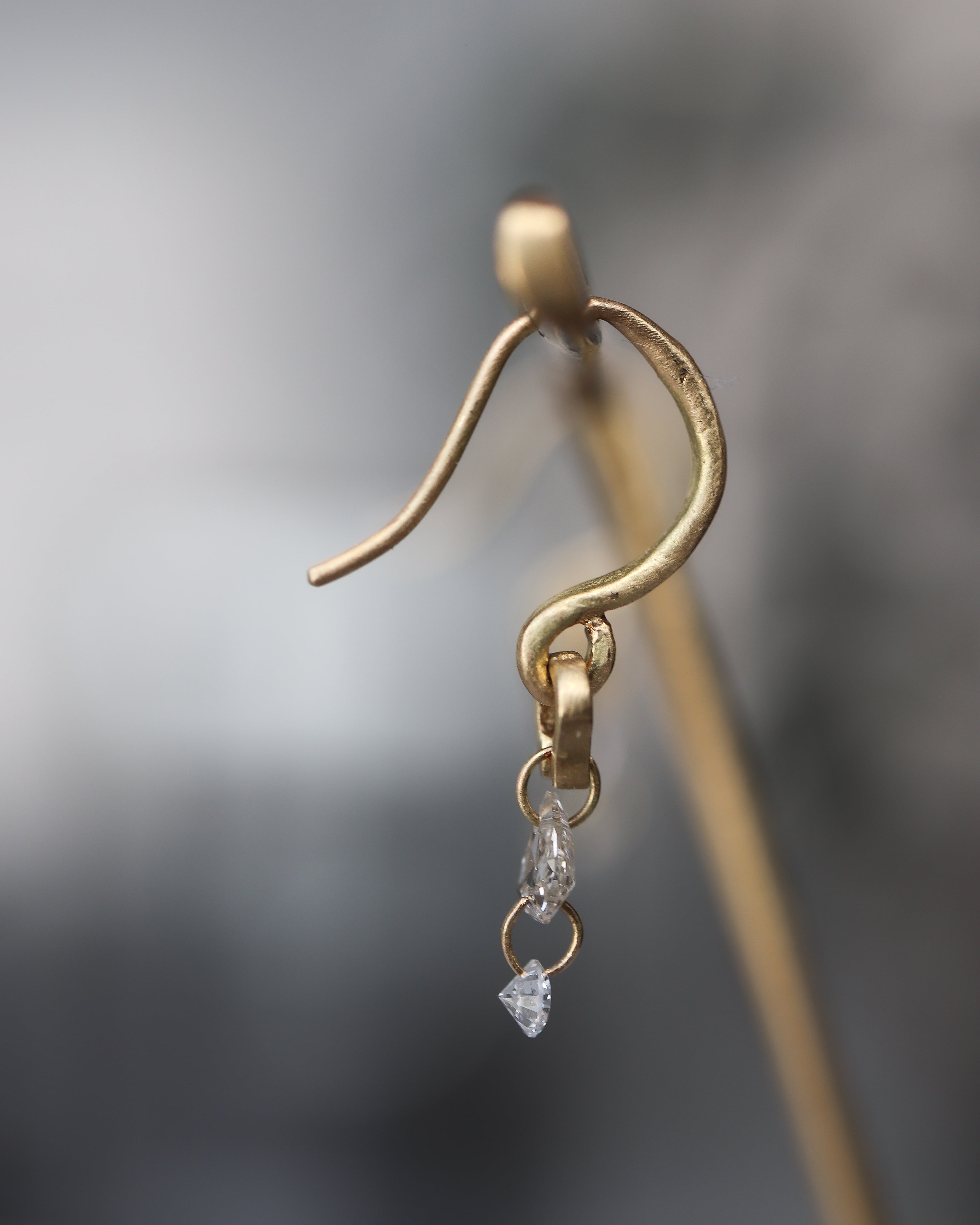 Horse Shoe Hole Double Pierced Earring - Diamond -