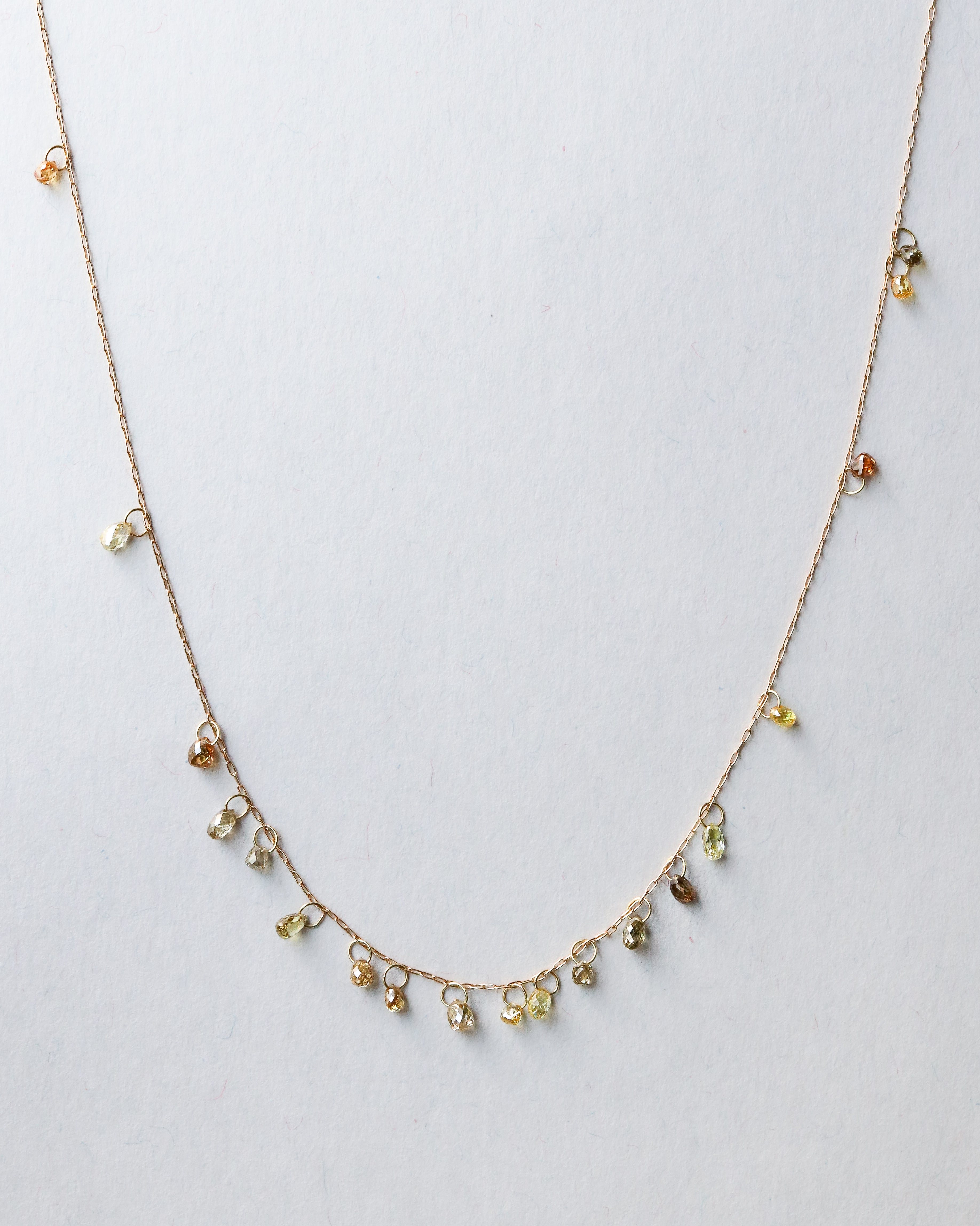 Briolette-Cut Diamond Station Necklace