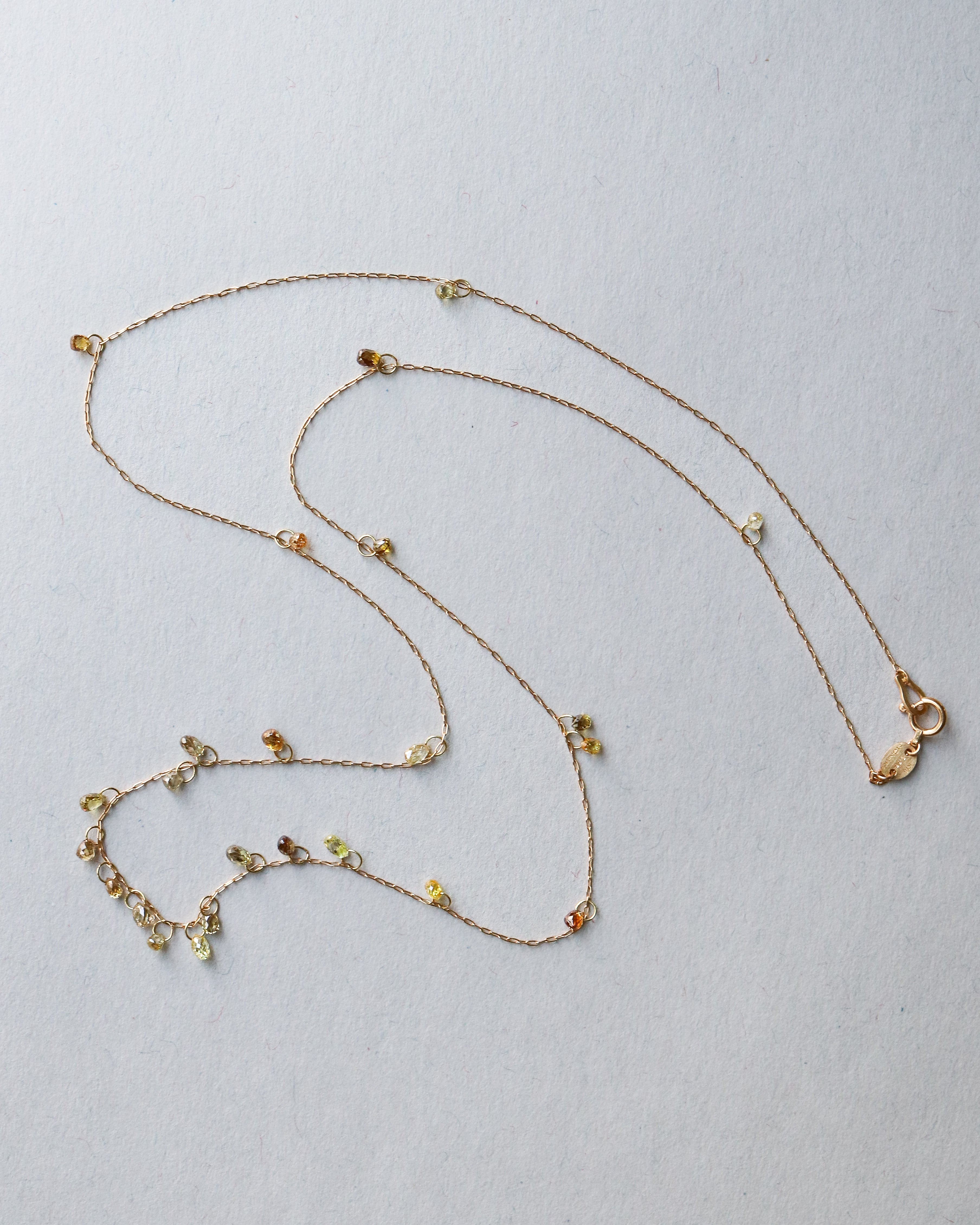 Briolette-Cut Diamond Station Necklace