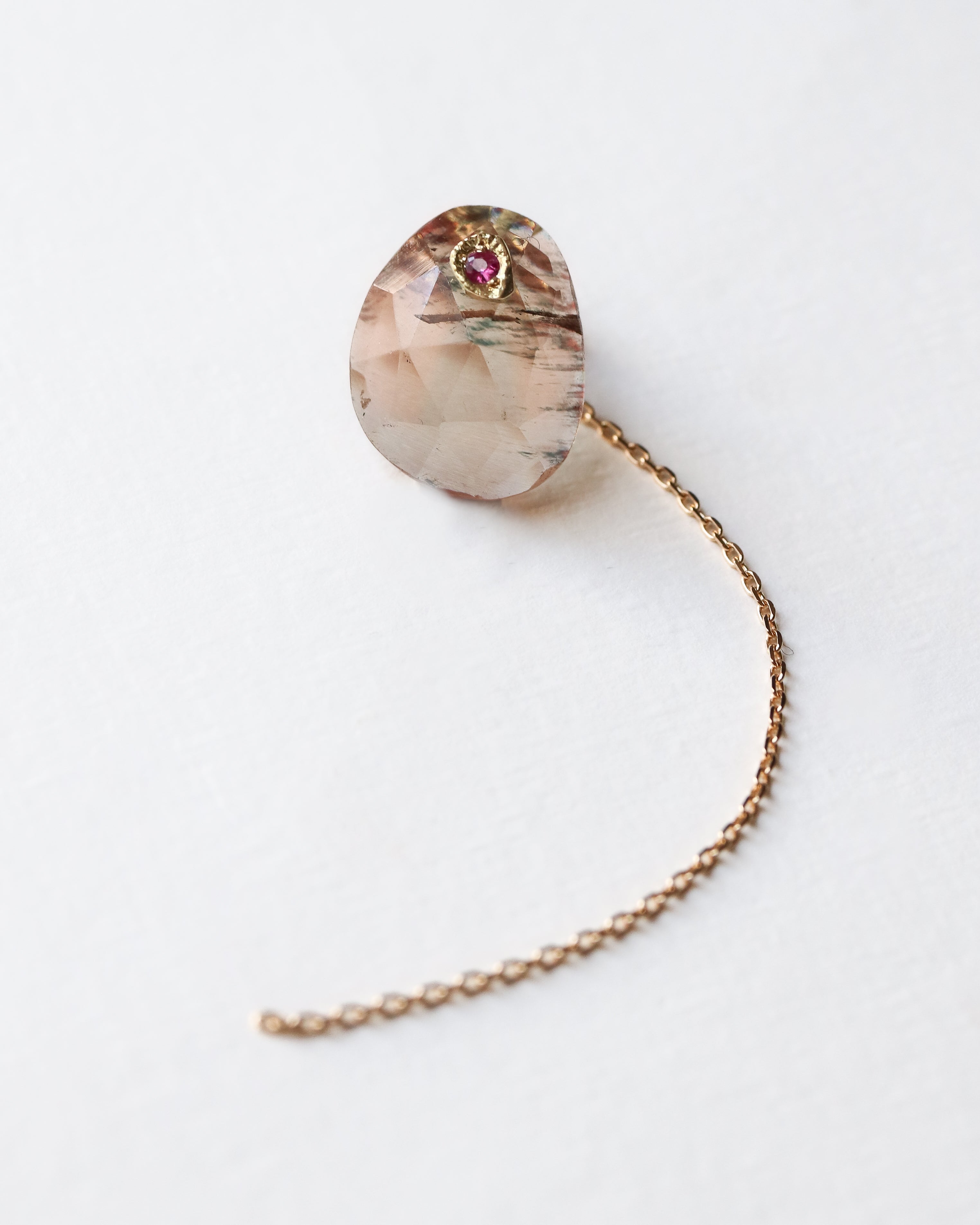 Flat Pierced Earring - Andesine -