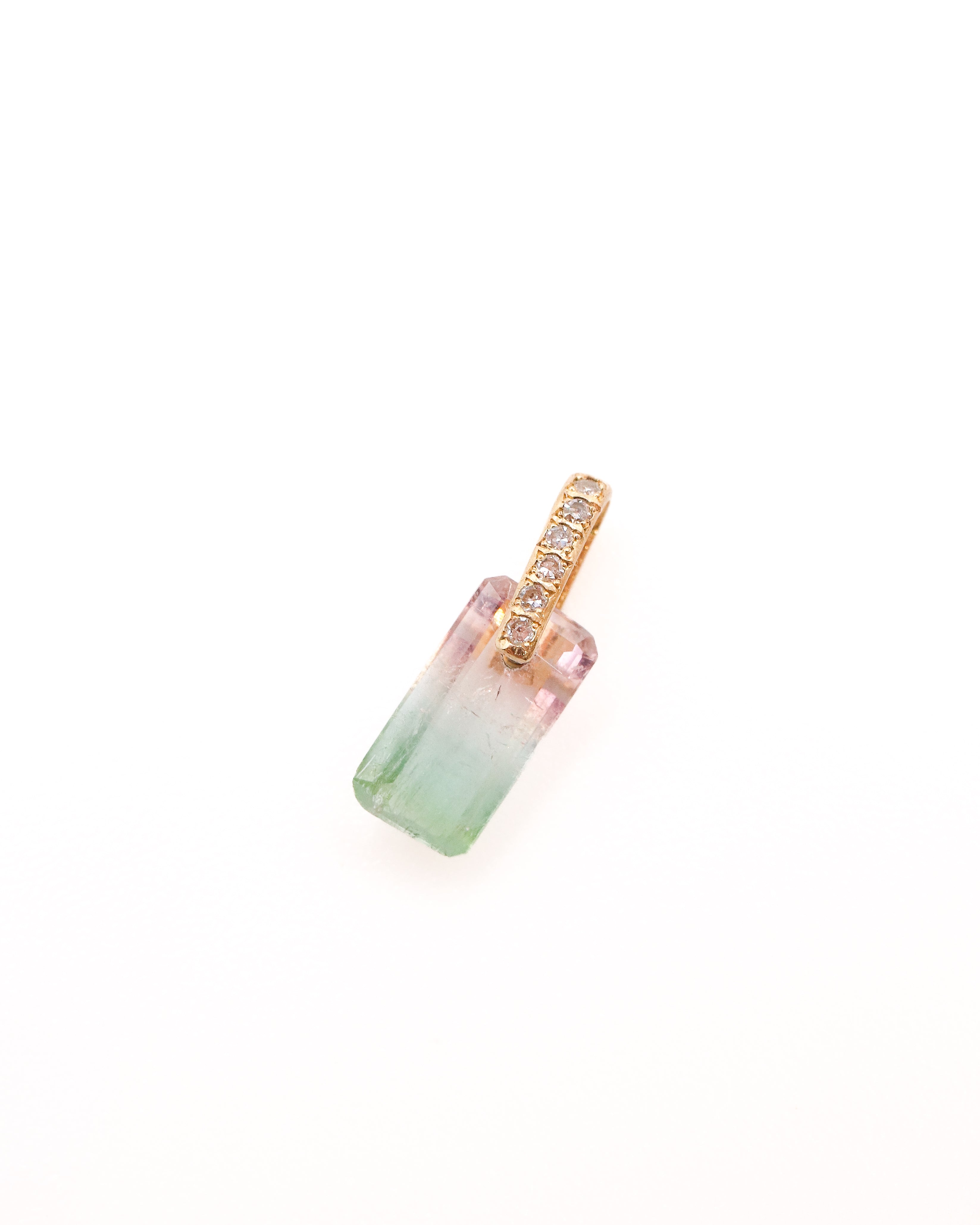 Hibiki Stone Necklace - Bicolor Tourmaline / Diamond -