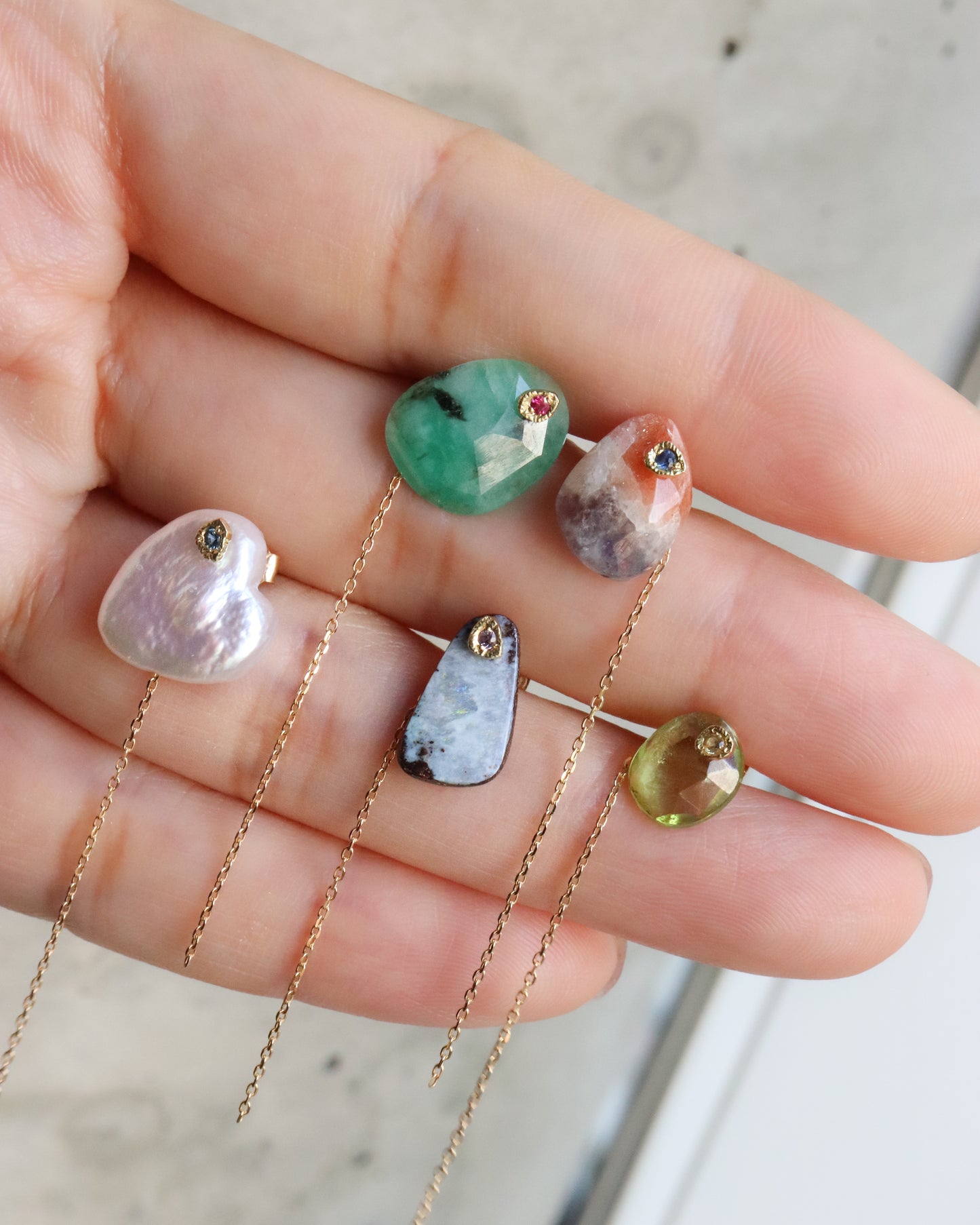 Flat Pierced Earring - Boulder Opal -