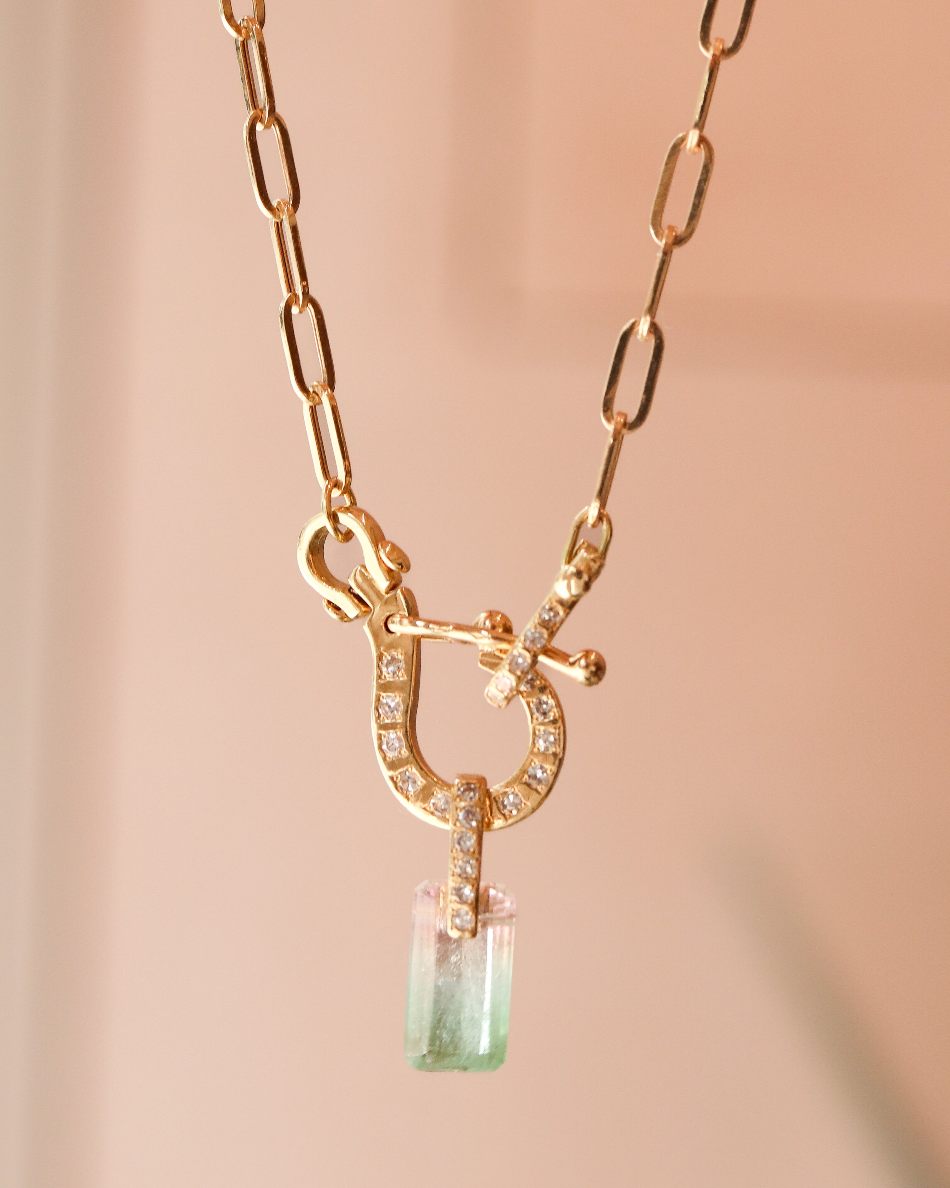 Hibiki Stone Necklace - Bicolor Tourmaline / Diamond -