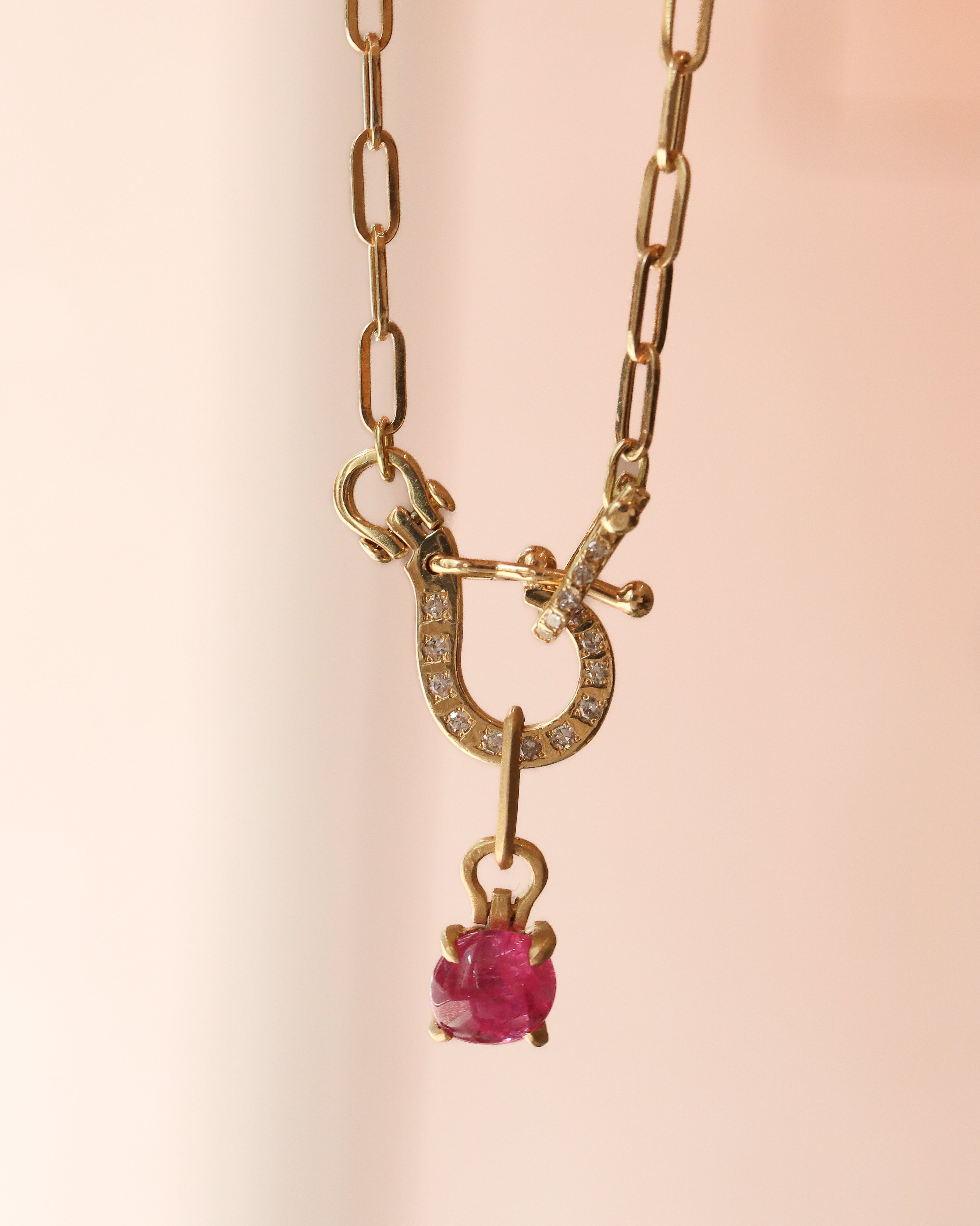 Horse Shoe Necklace - Ruby -