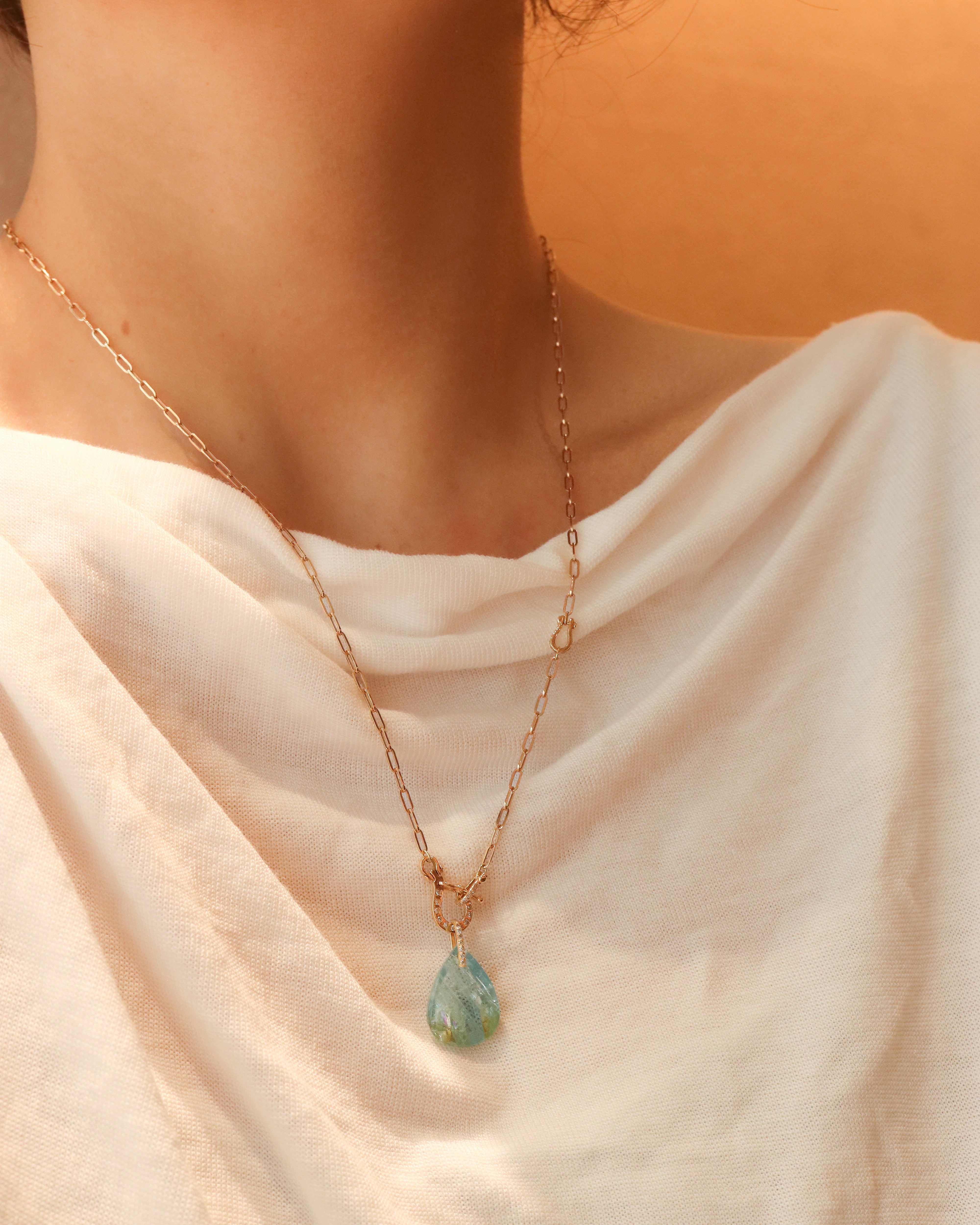Hibiki Stone Necklace - Aquamarine -