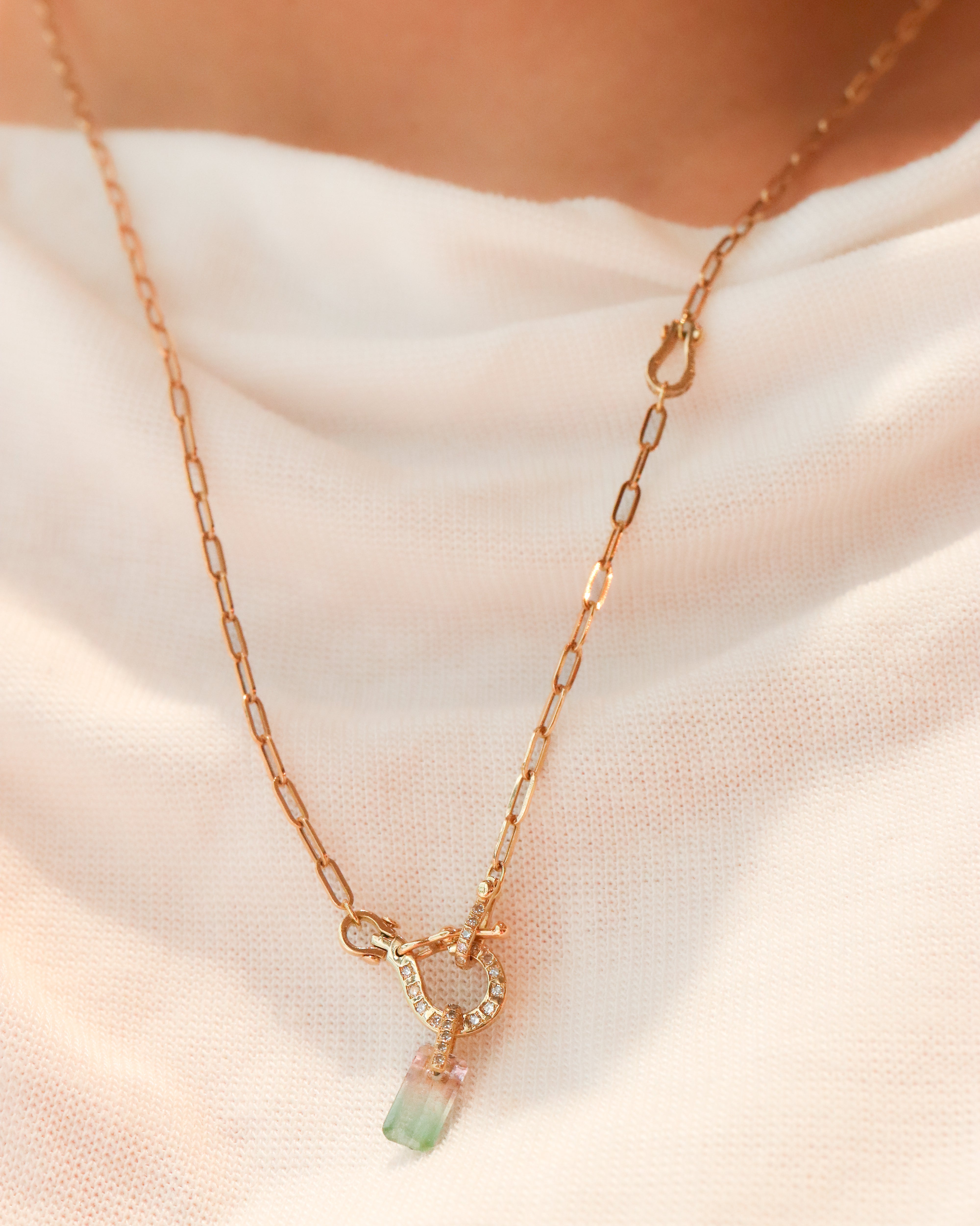 Hibiki Stone Necklace - Bicolor Tourmaline / Diamond -