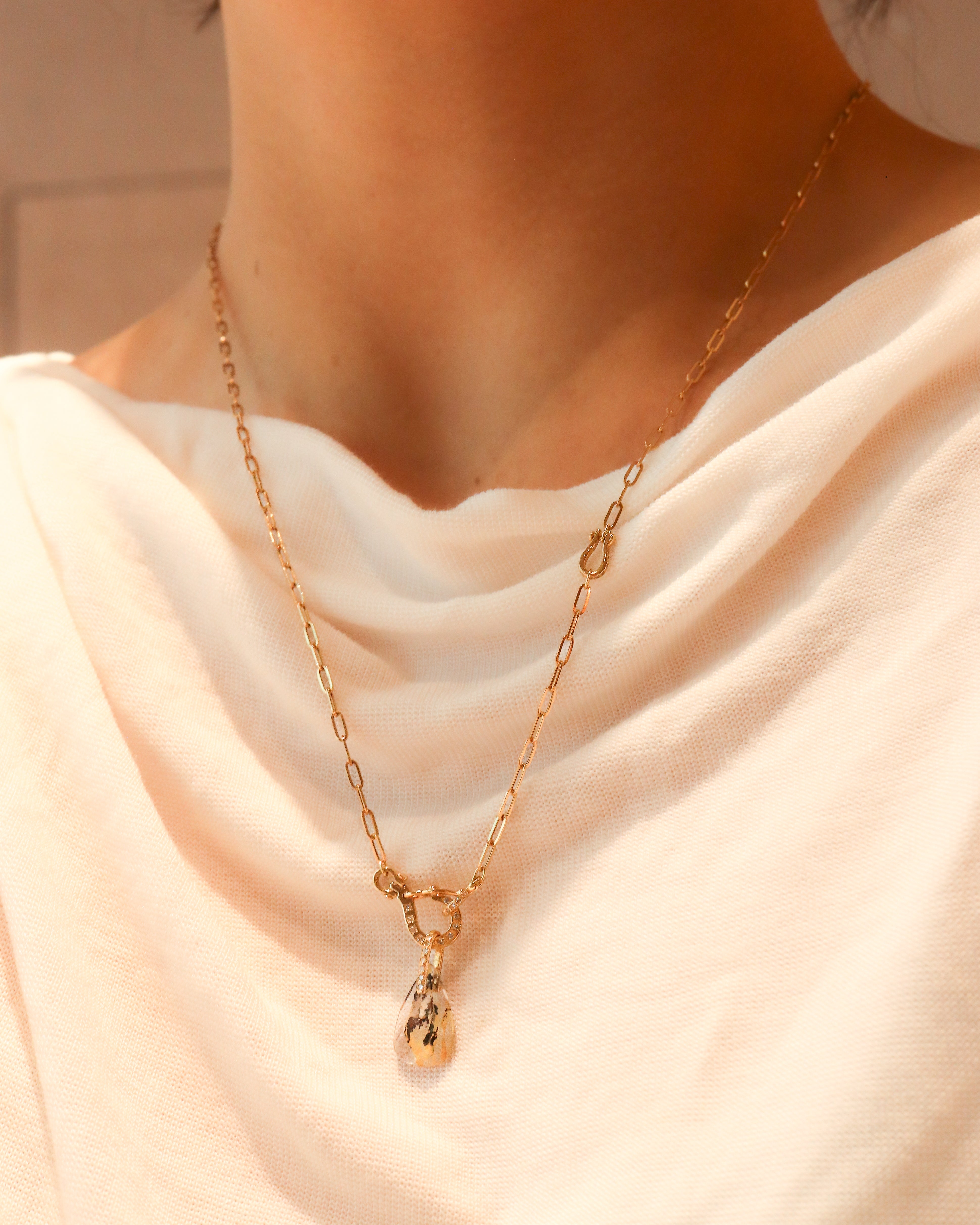 Hibiki Stone Necklace - Dendritic Quartz / Diamond -