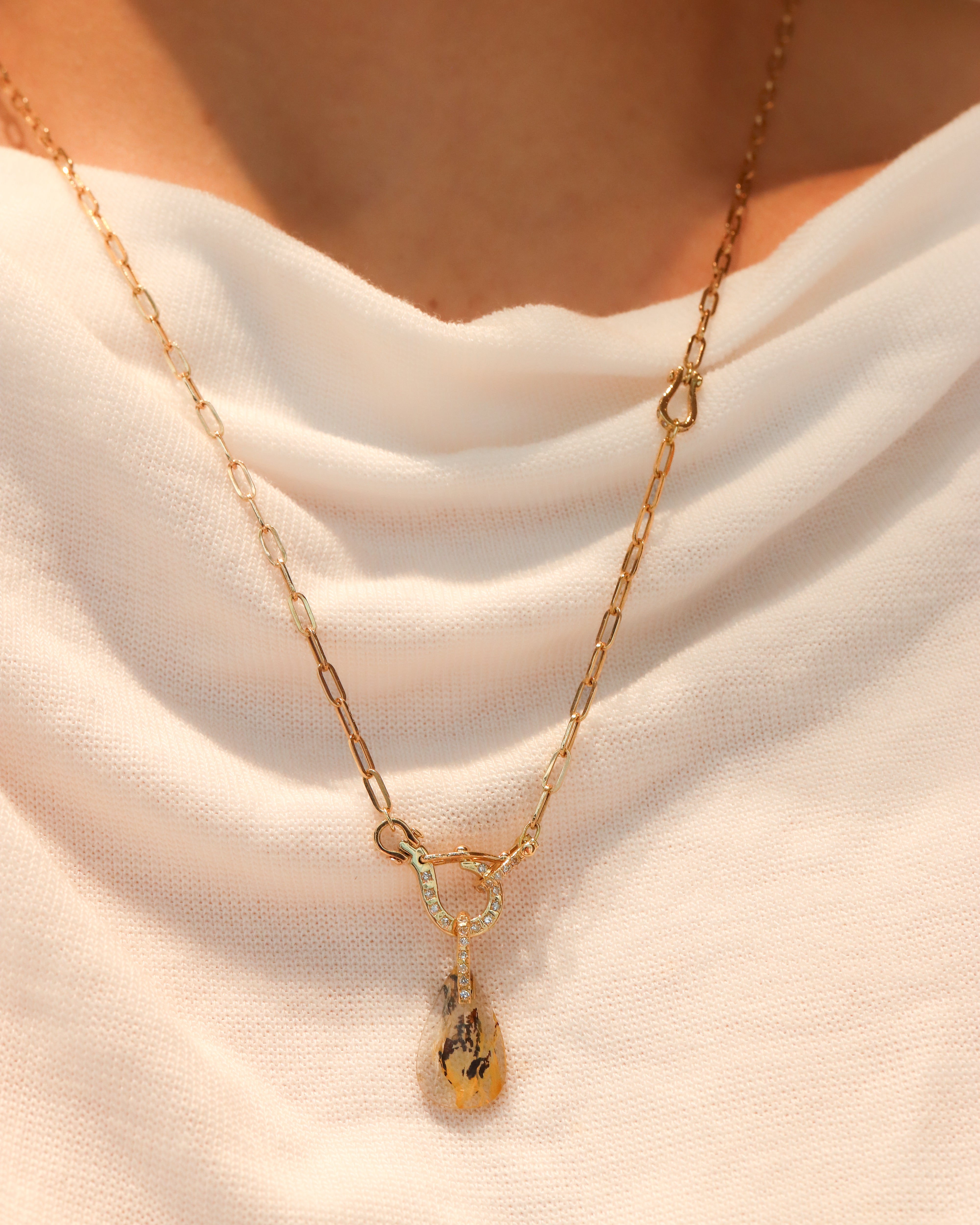 Hibiki Stone Necklace - Dendritic Quartz / Diamond -