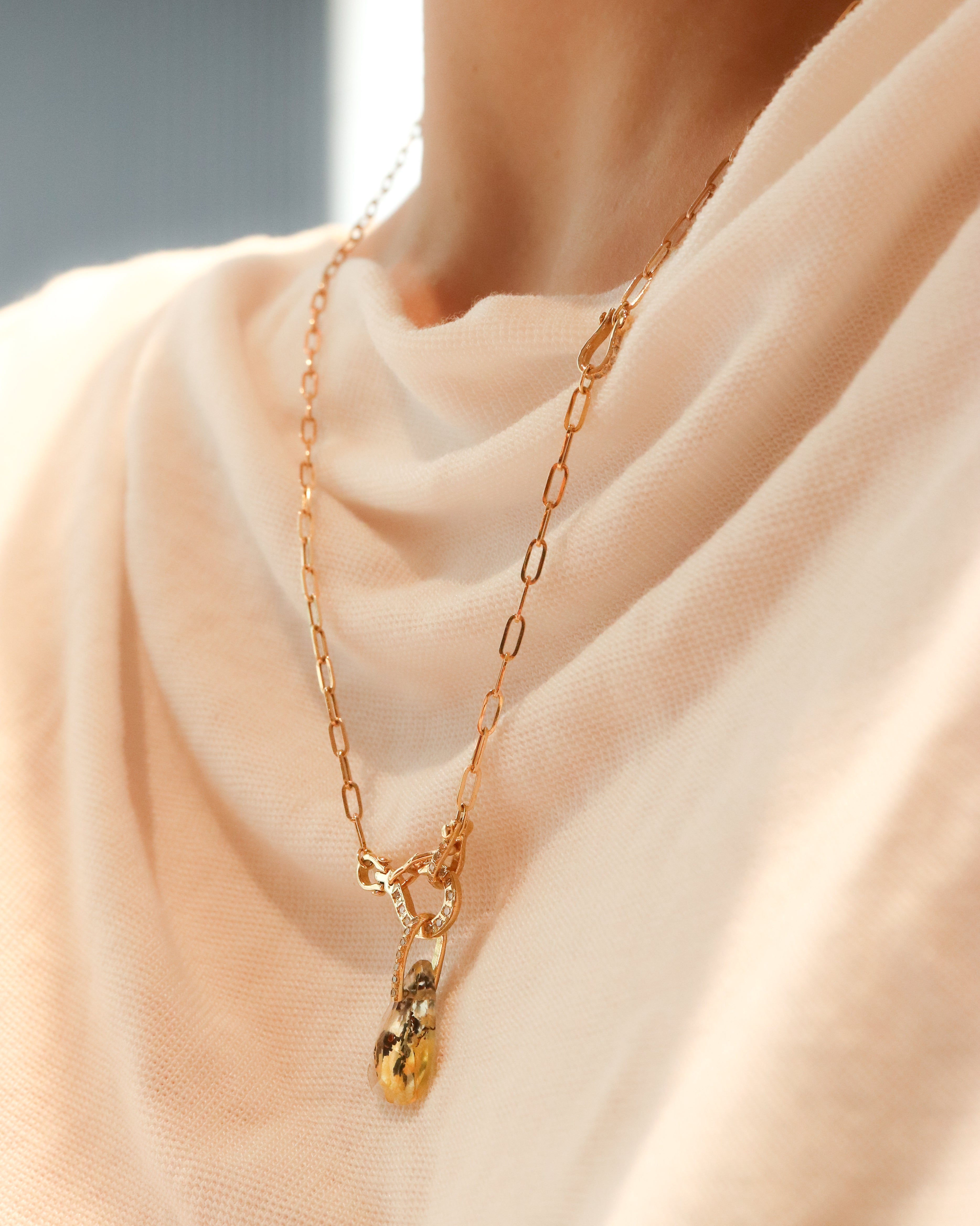 Hibiki Stone Necklace - Dendritic Quartz / Diamond -