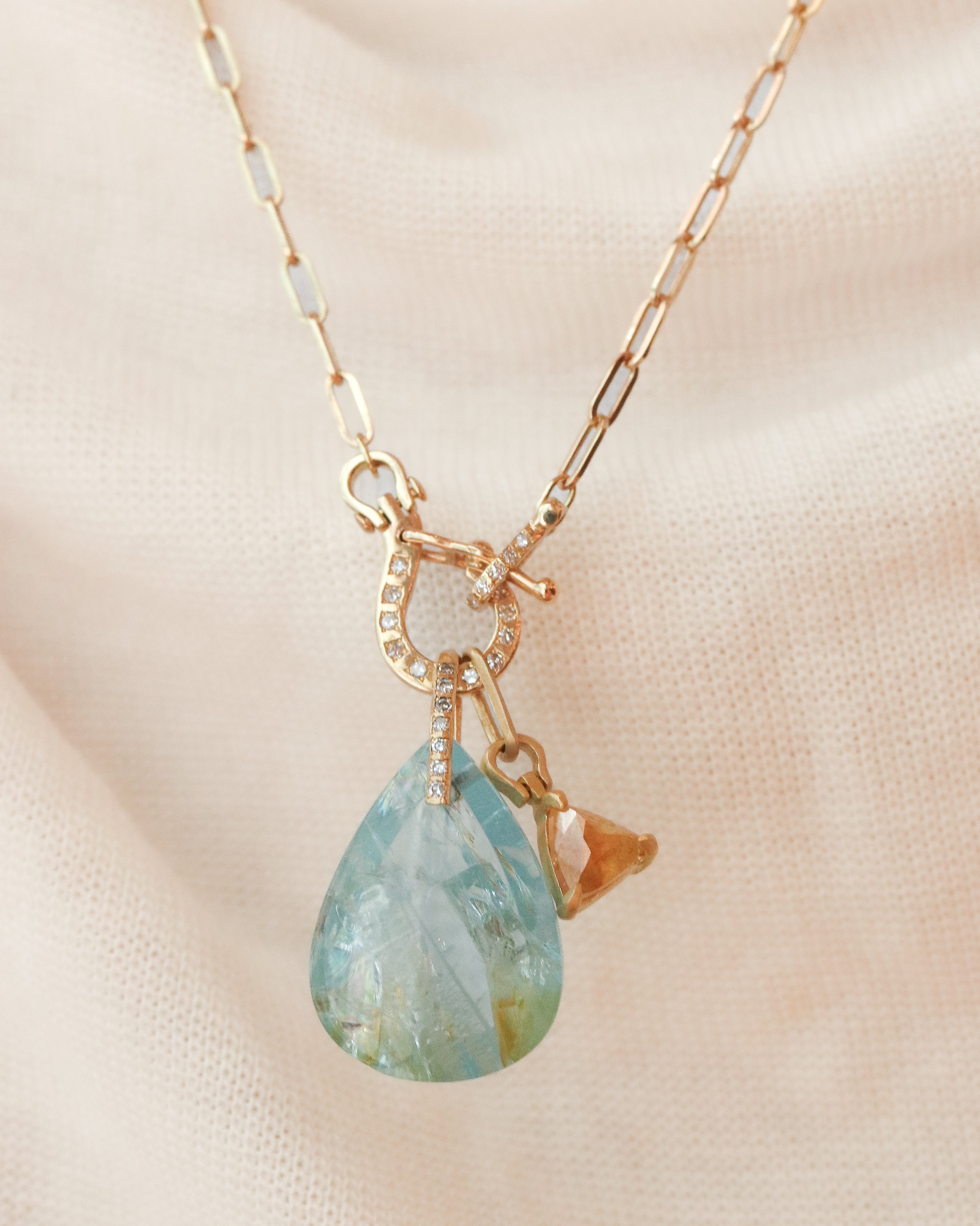 Hibiki Stone Necklace - Aquamarine -
