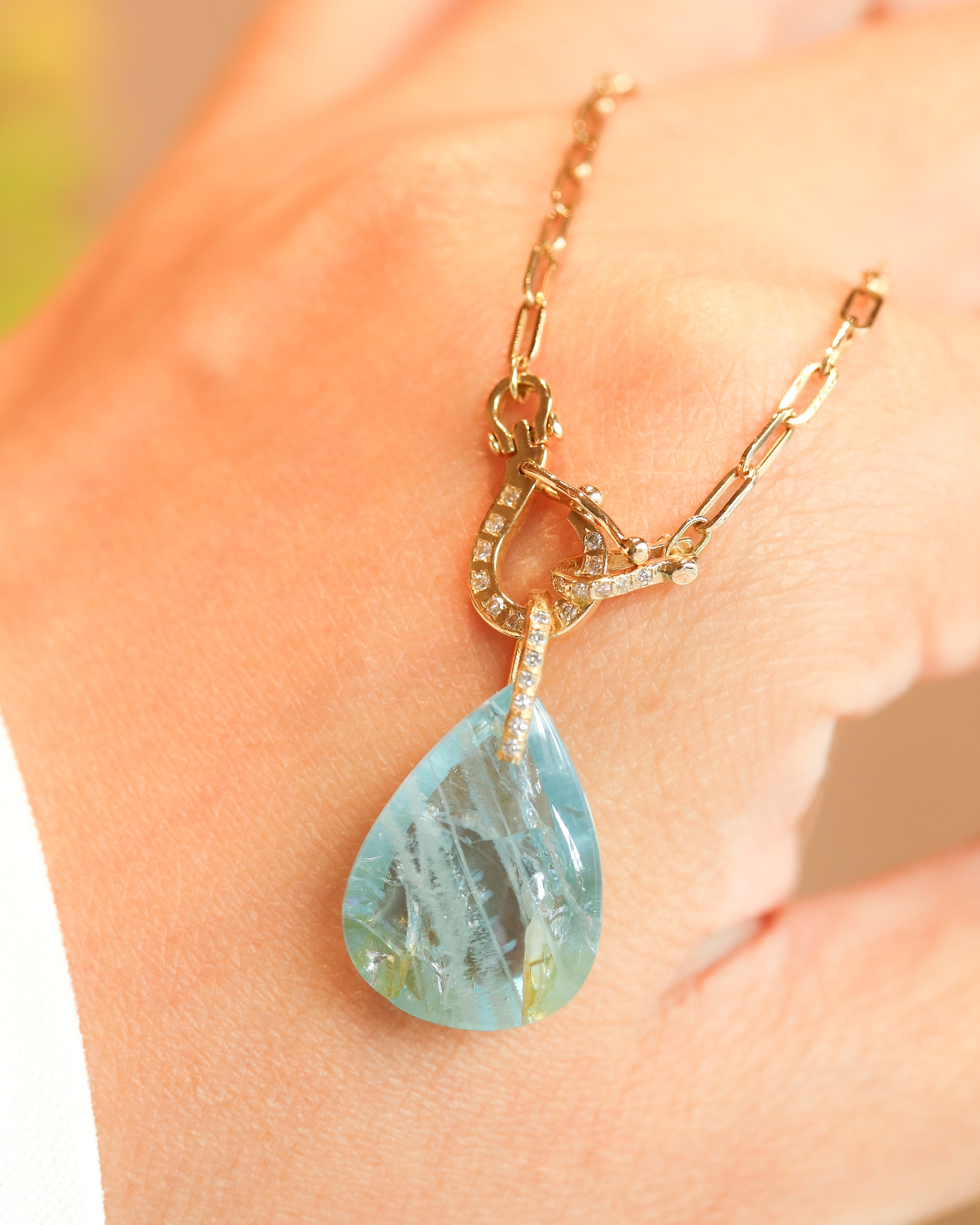 Hibiki Stone Necklace - Aquamarine -