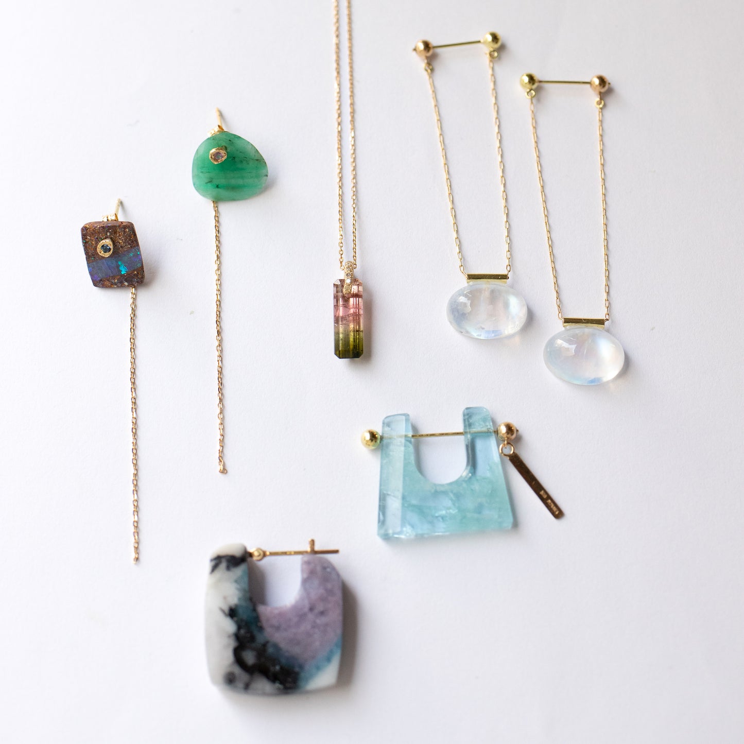 Rock Pierced Earring - Paraiba Tourmaline -