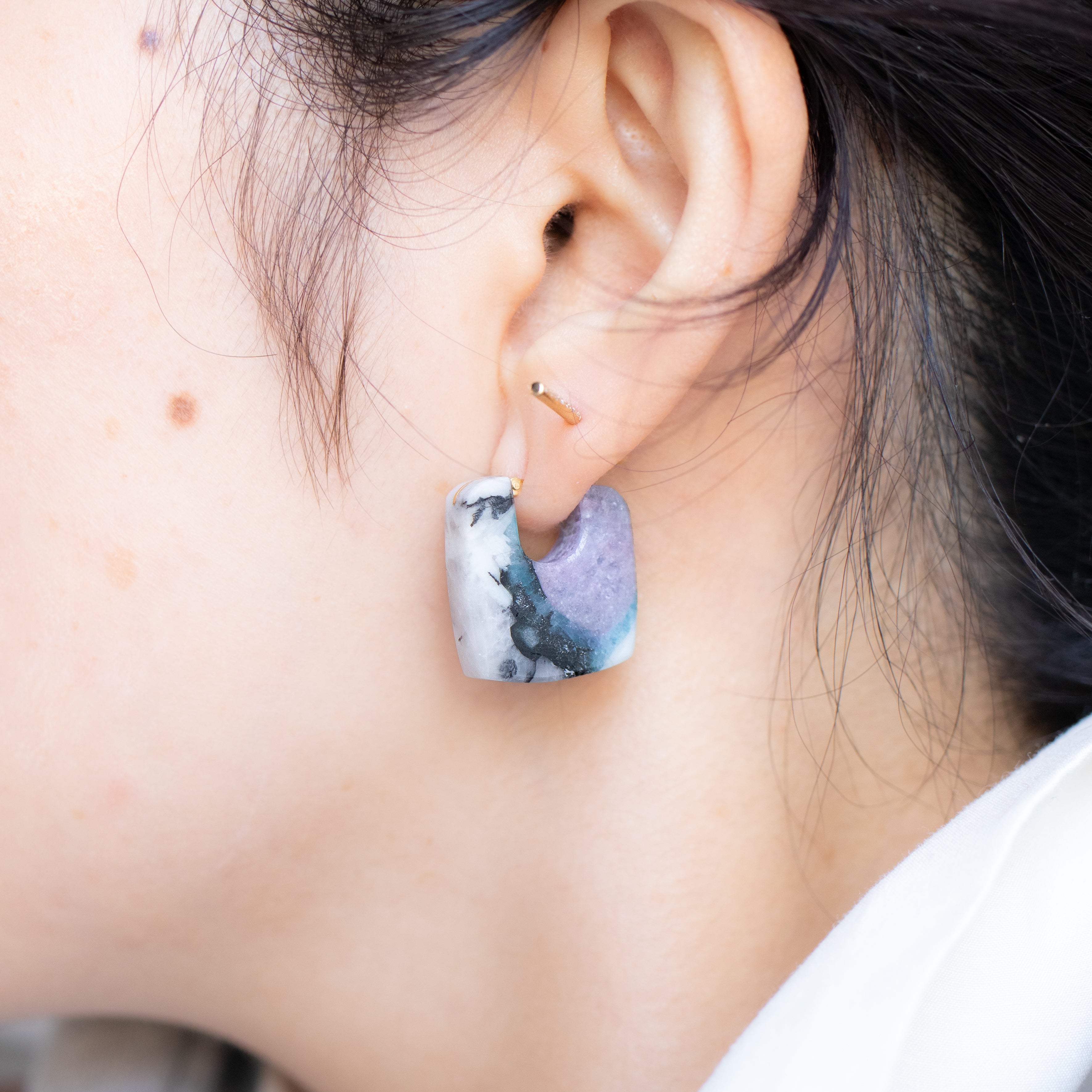 Rock Pierced Earring - Paraiba Tourmaline -
