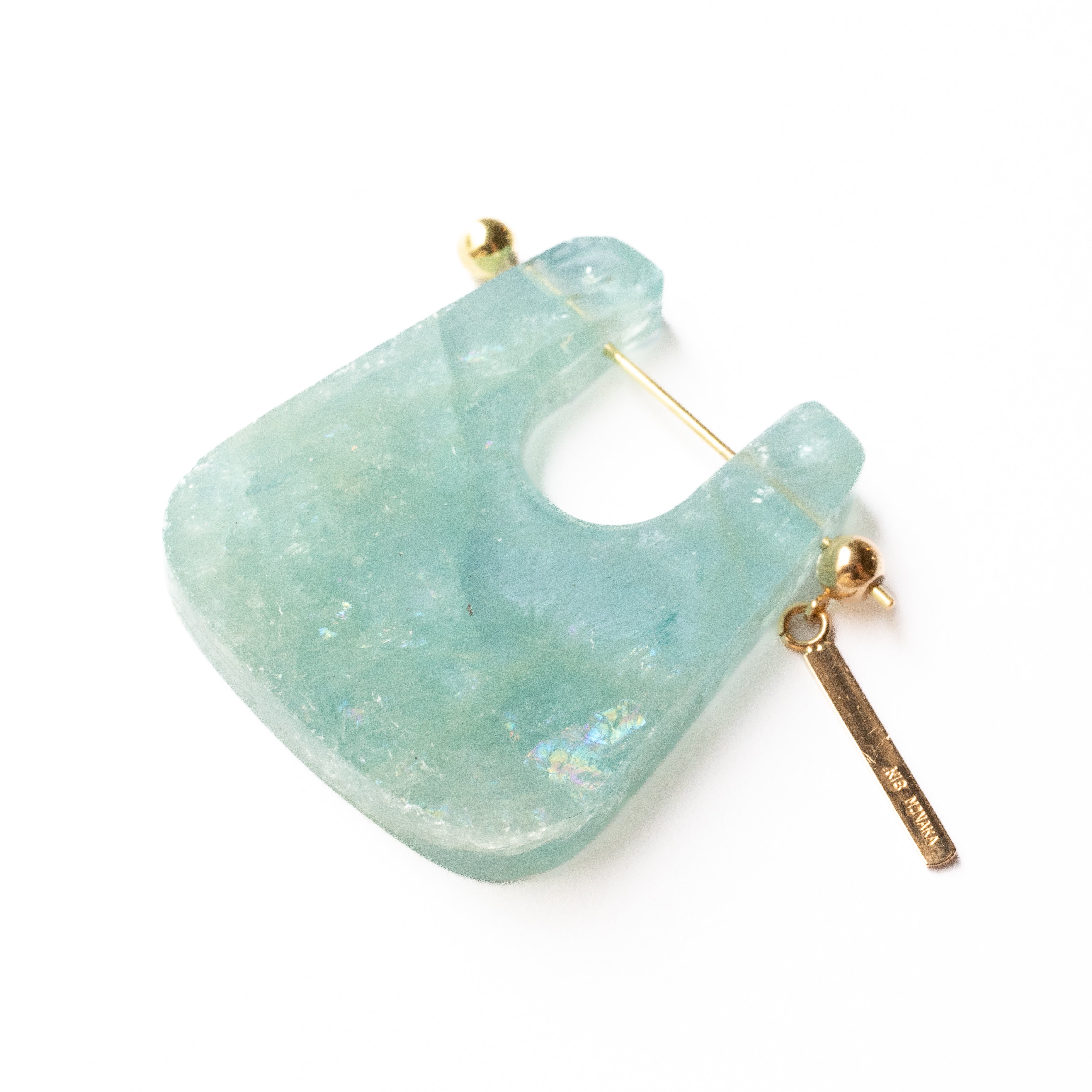 Rock Pierced Earring - Aquamarine -