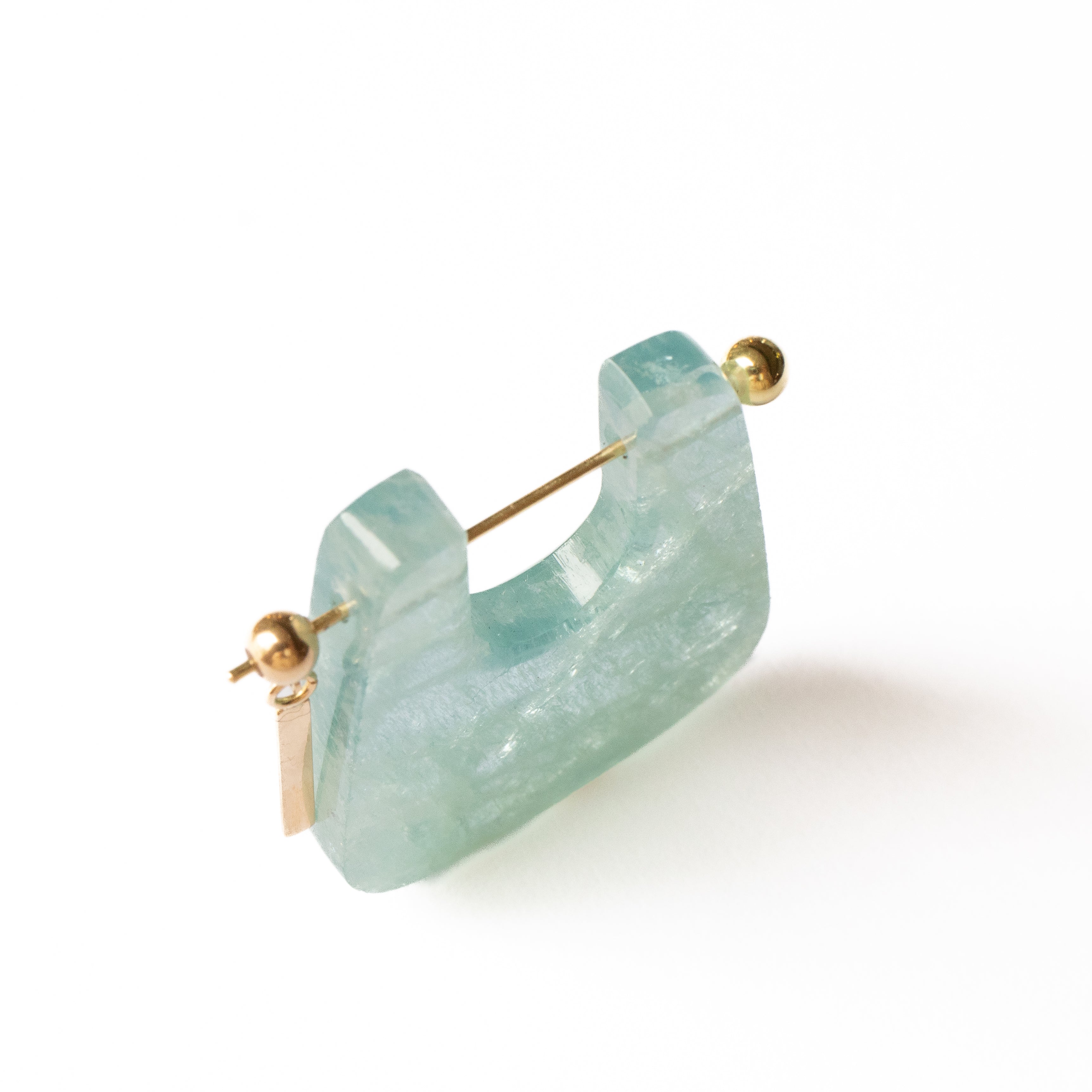 Rock Pierced Earring - Aquamarine -