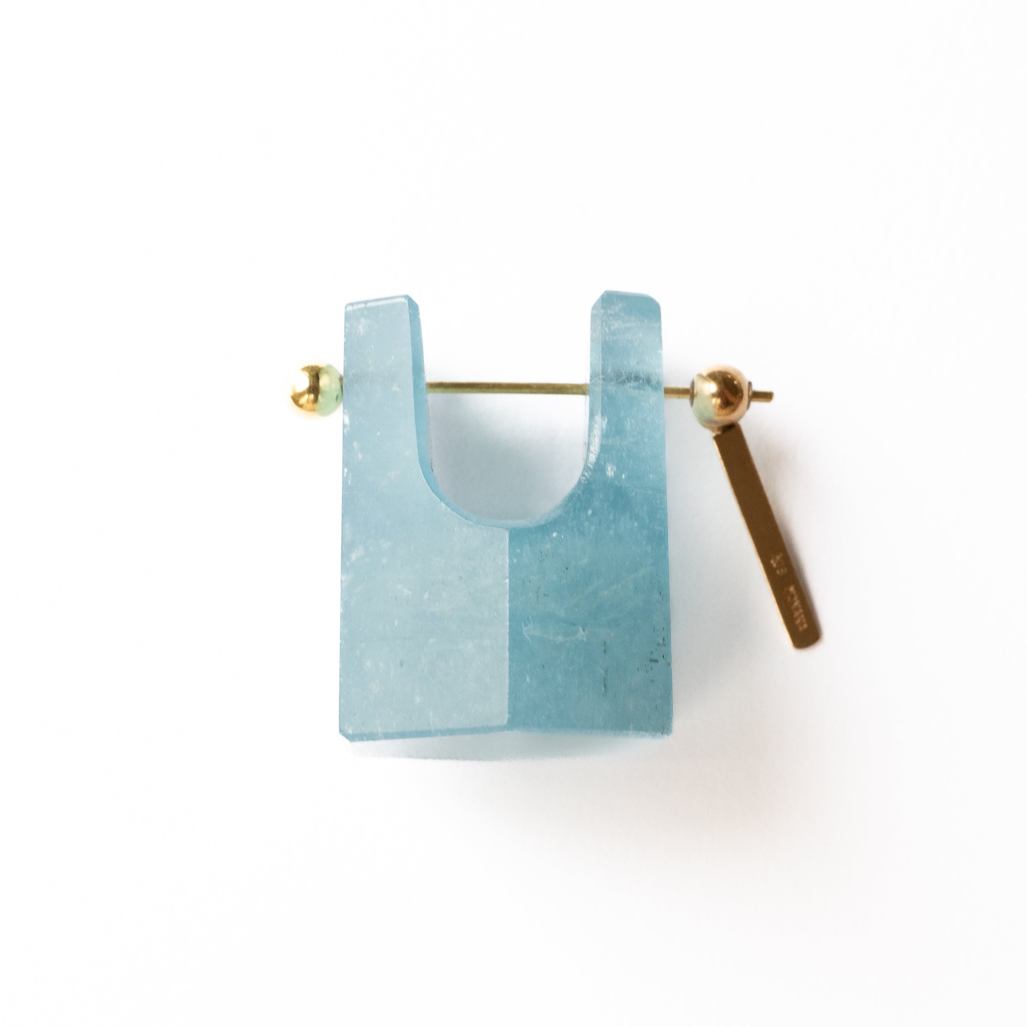 Rock Pierced Earring - Aquamarine -