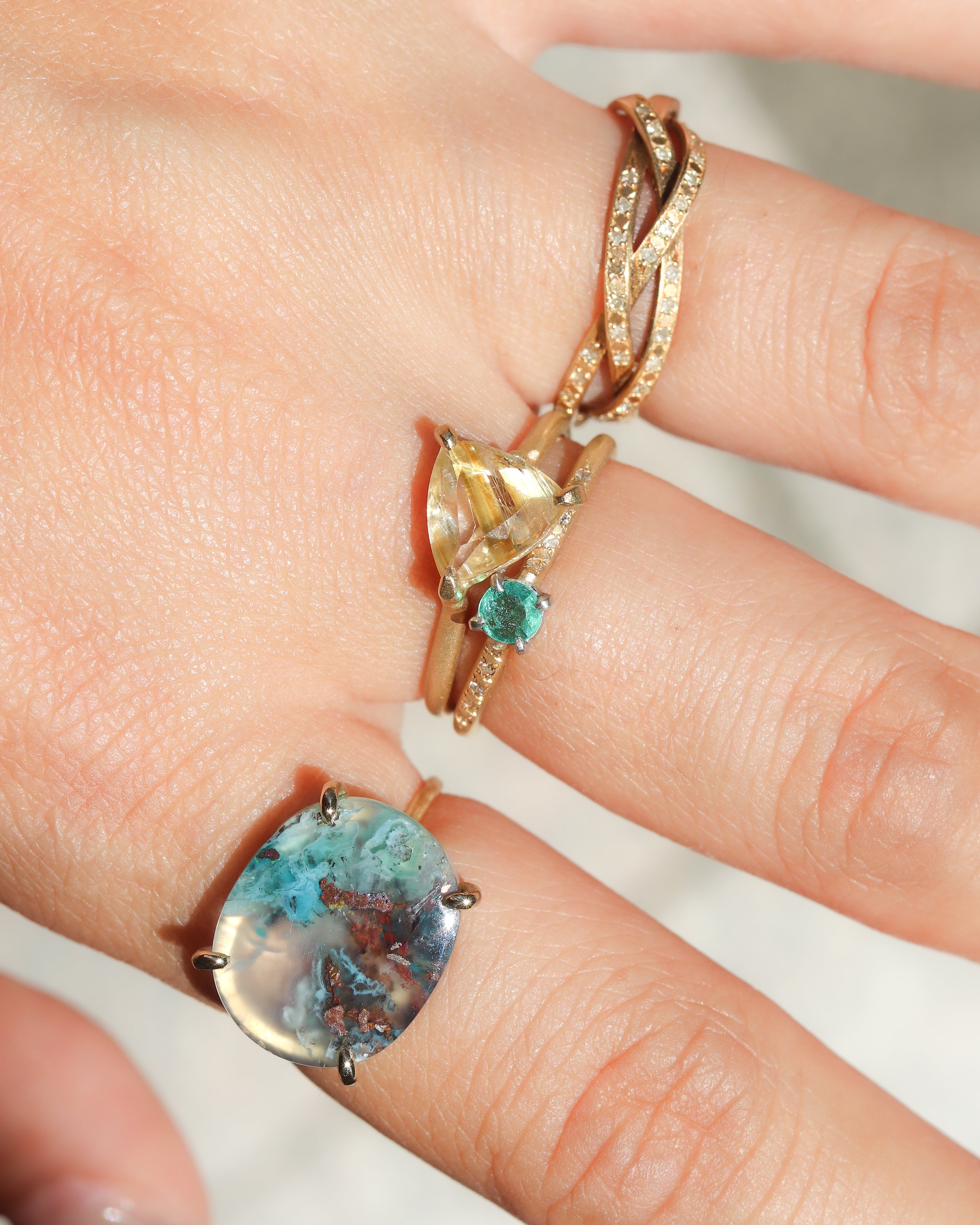 Prong Ring - Golden Rutile Quartz -