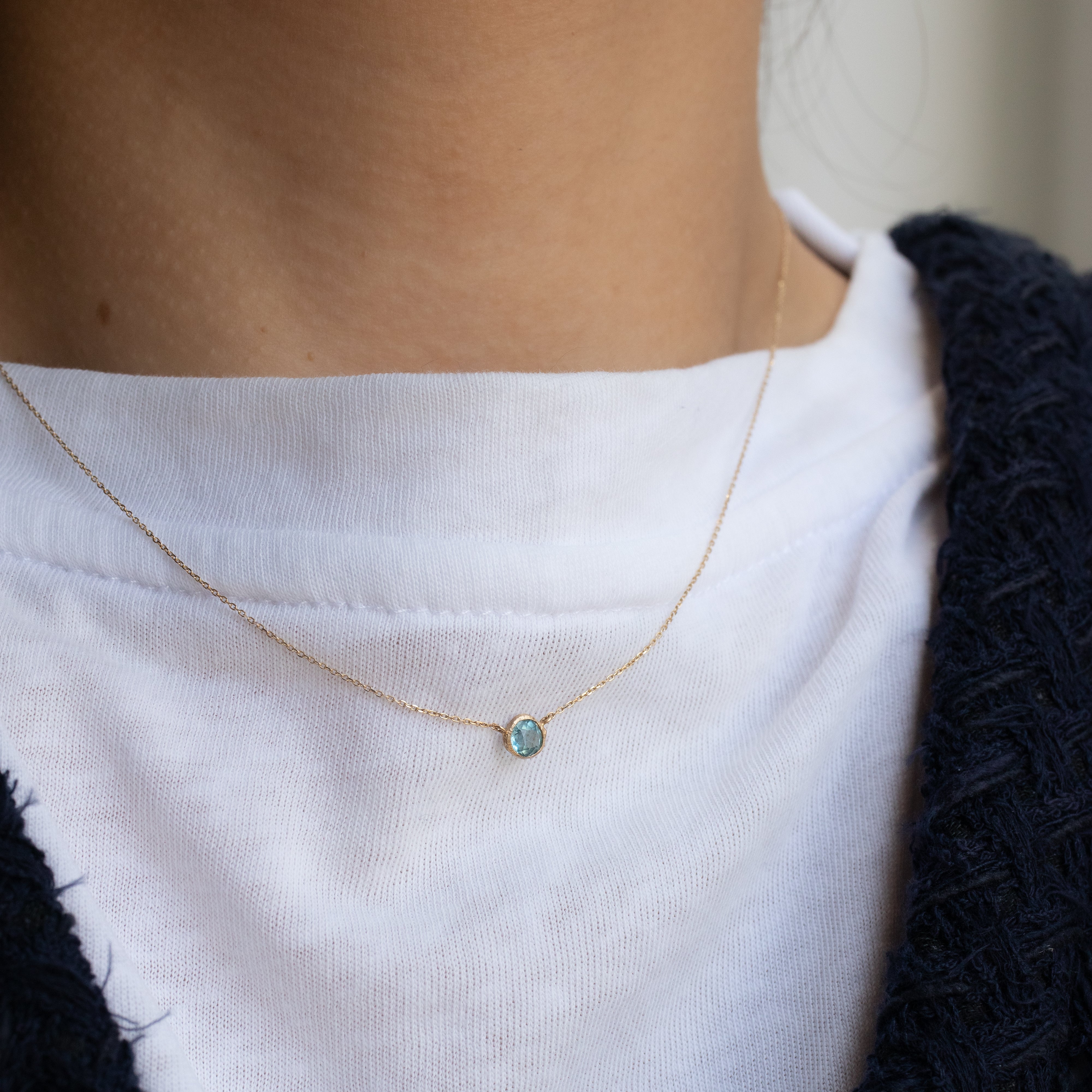 Rough Collet Necklace - Blue Topaz -
