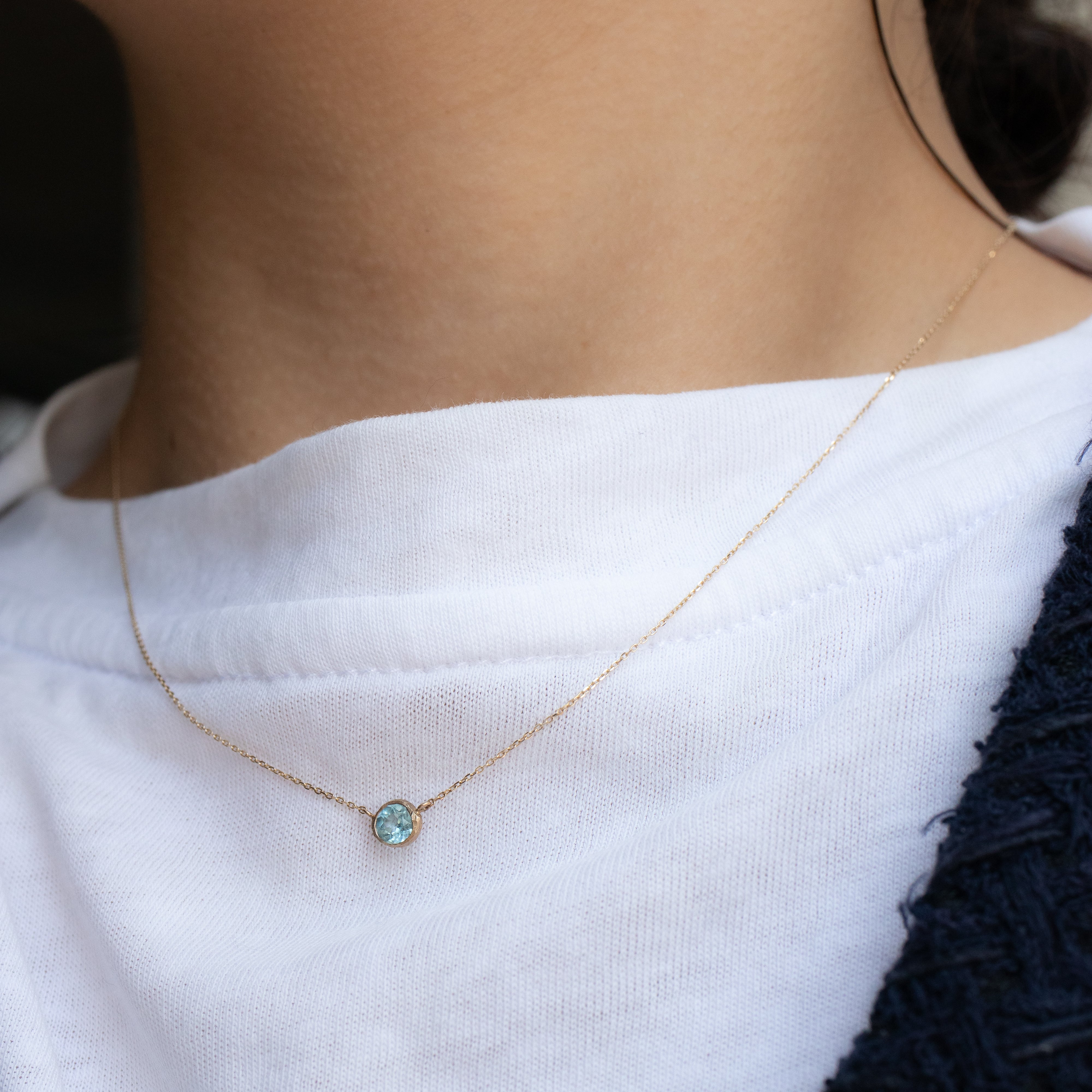 Rough Collet Necklace - Blue Topaz -