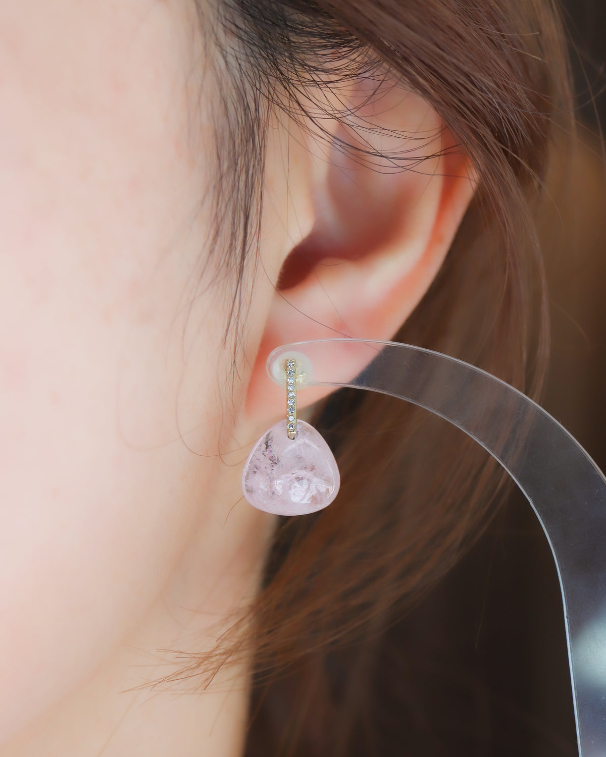 Hibiki Stone Pierced Earring - Morganite -