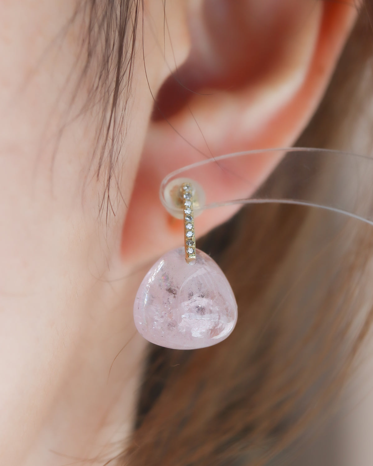 Hibiki Stone Pierced Earring - Morganite -